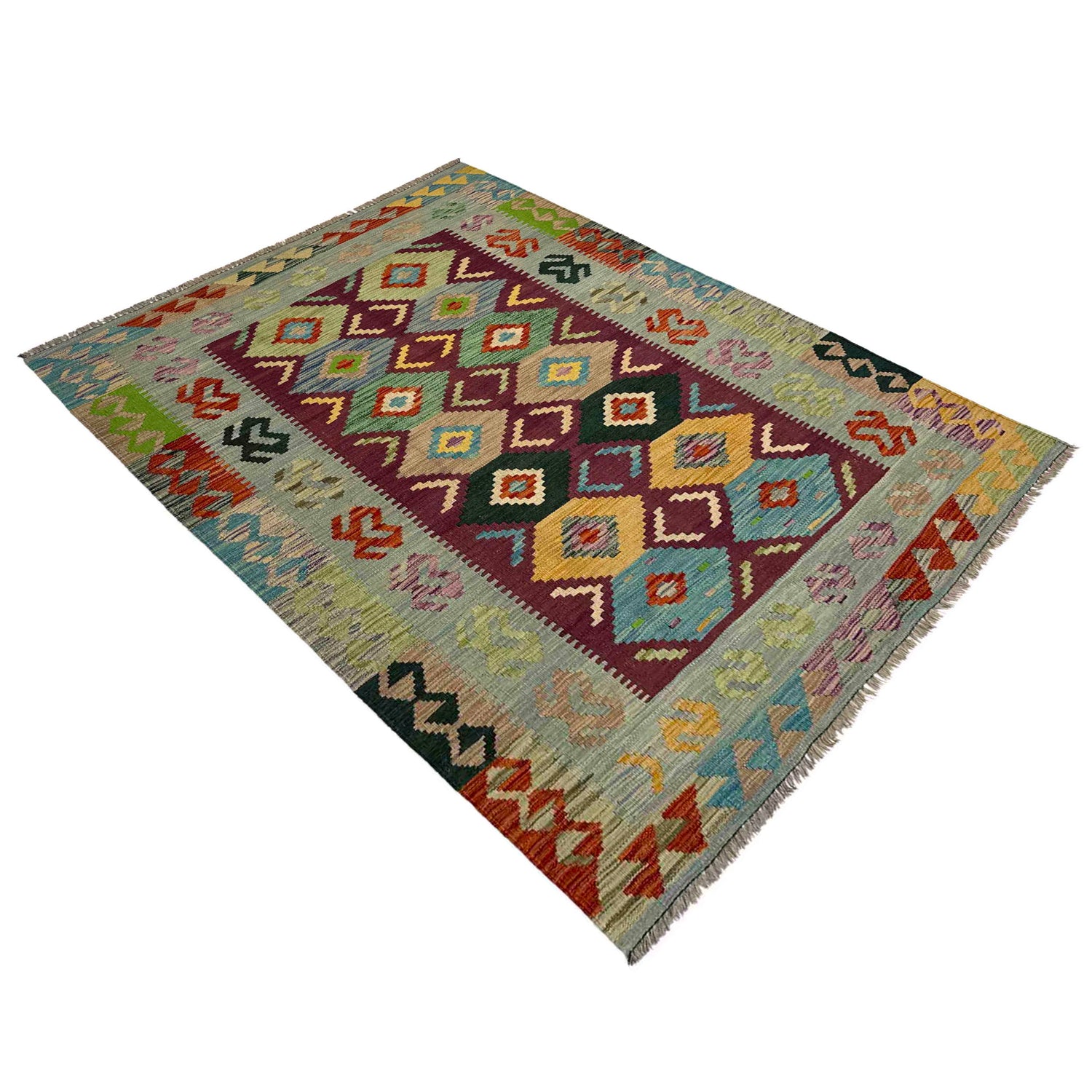 Handmade Vegetable Kilim 3' 10" x 5' 9" (ft) - No. Y39514
