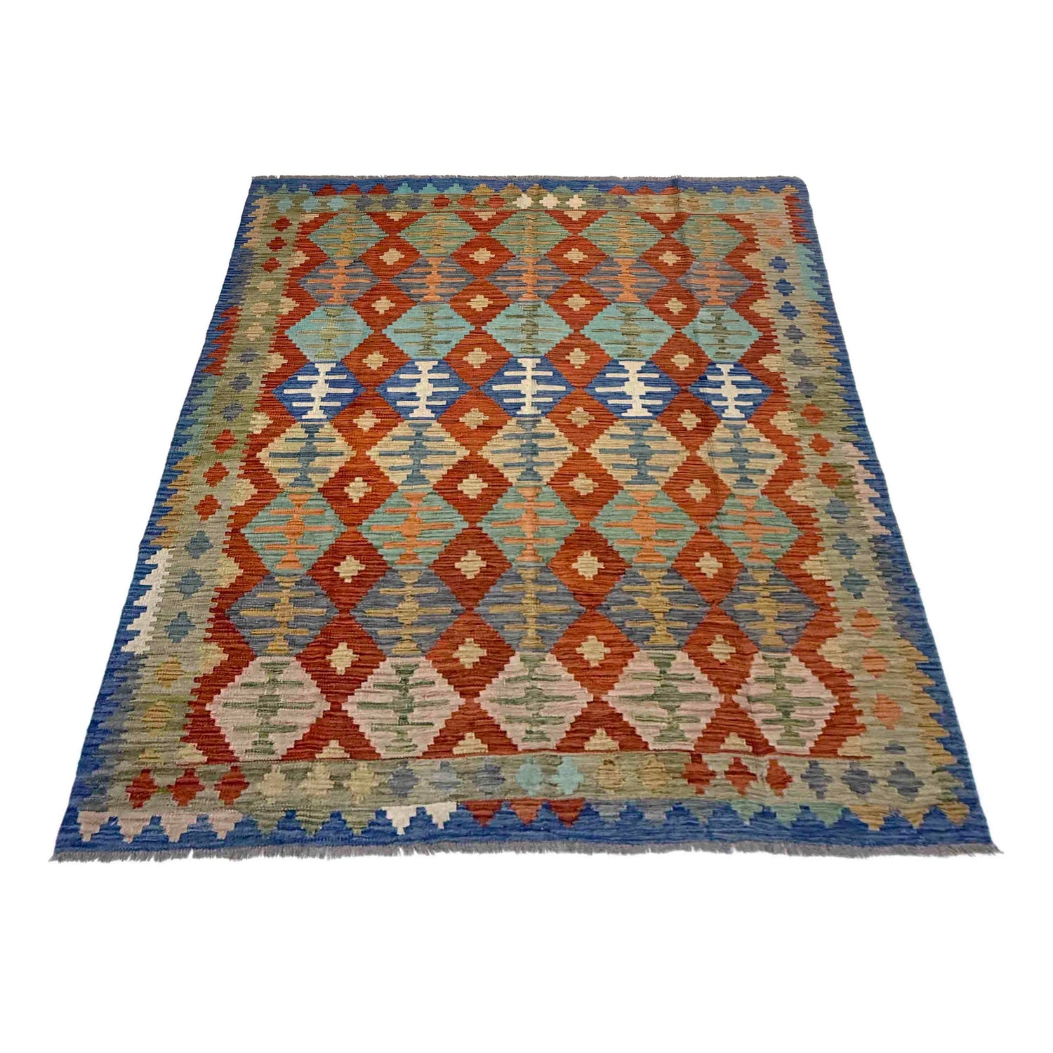 Handmade Vegetable Kelim 5' 8" x 7' 8" (ft) - No. Y39518