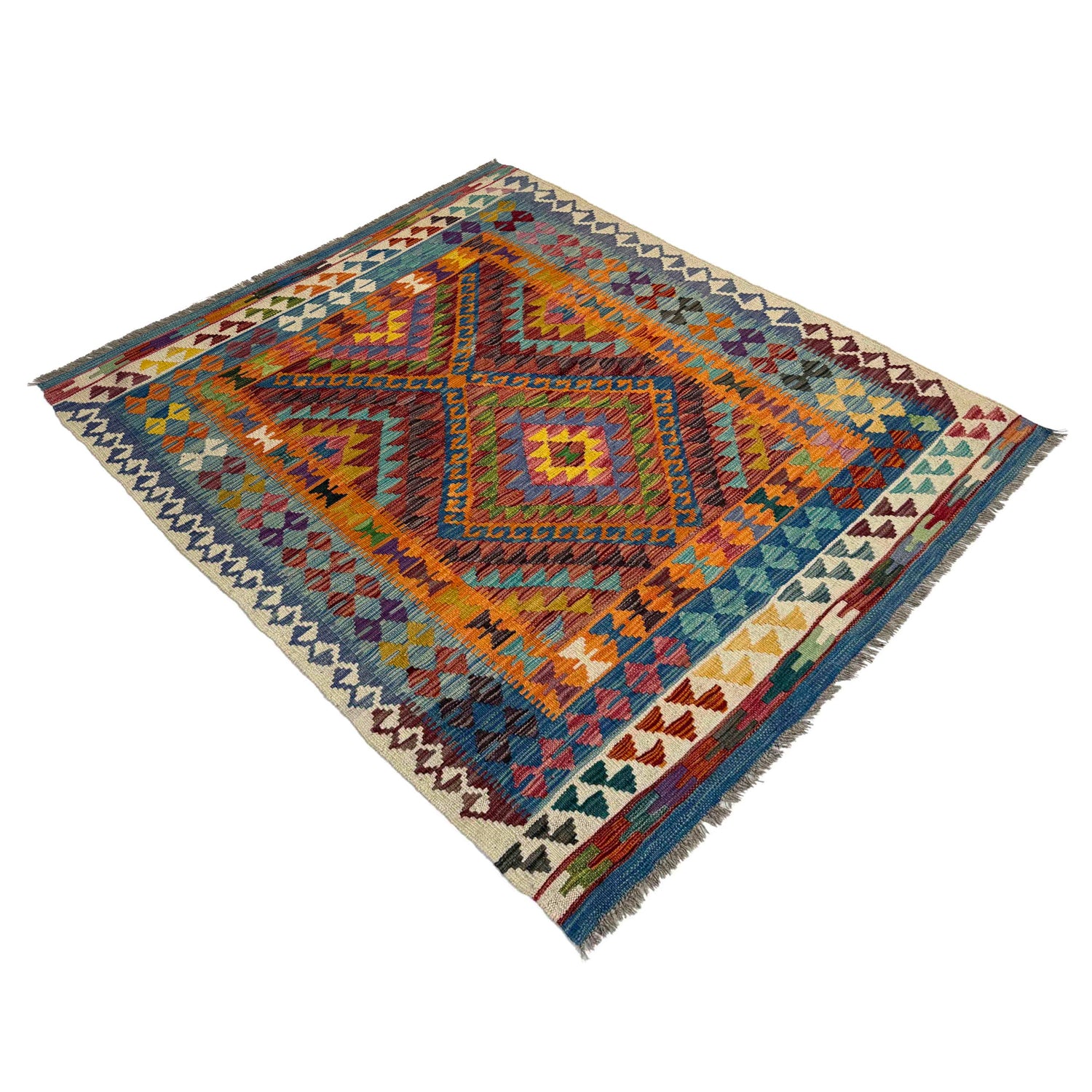 Handmade Vegetable Kelim 4' 3" x 5' 5" (ft) - No. Y39521
