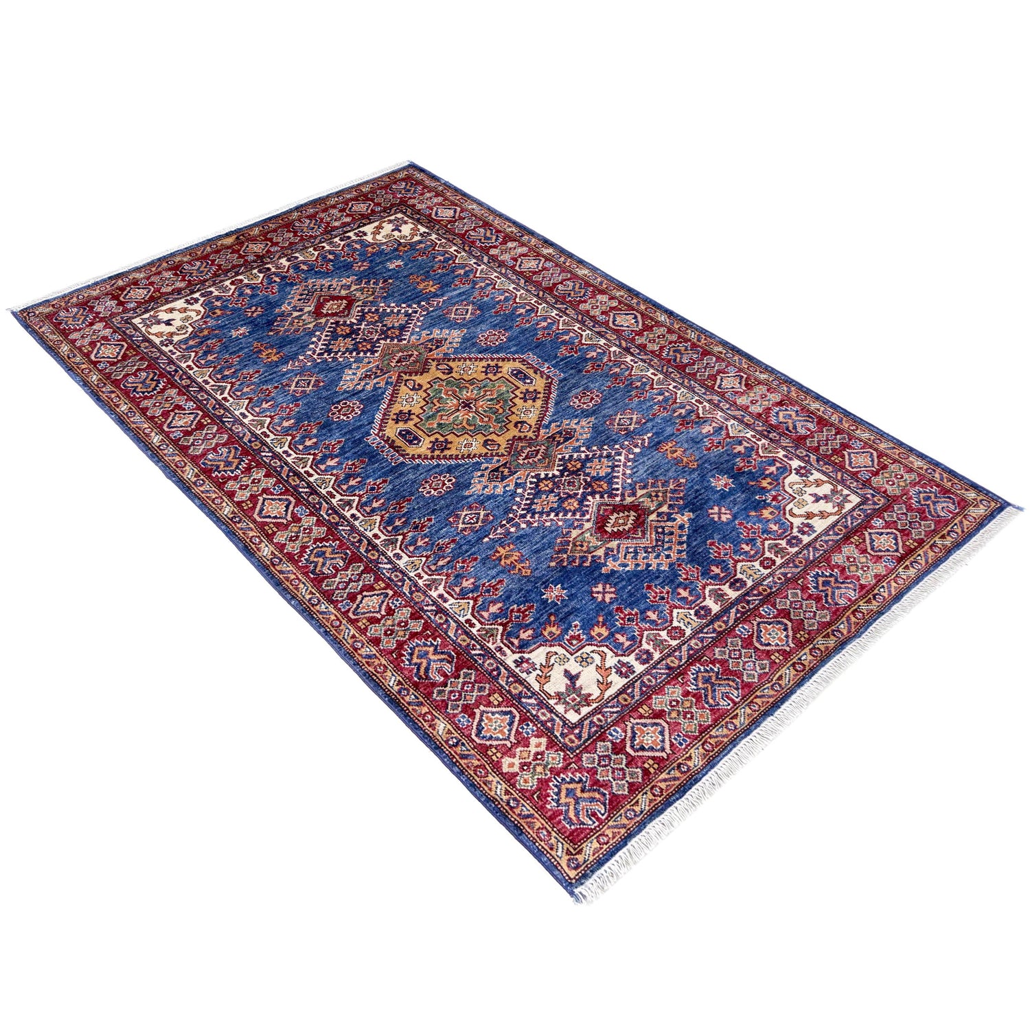 Blue Color Handmade Kazak Rug 3' 11" x 6' 1" (ft) - No. Y39556