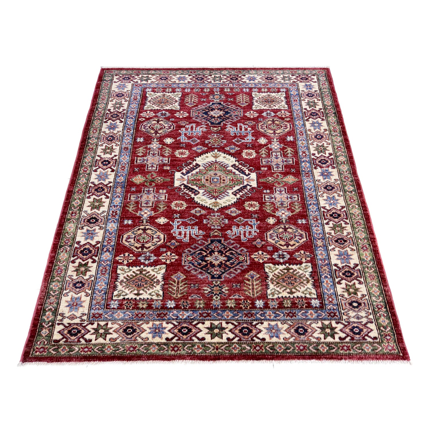 Red Color Handmade Kazak Rug 4' 2" x 5' 11" (ft) - No. Y39557