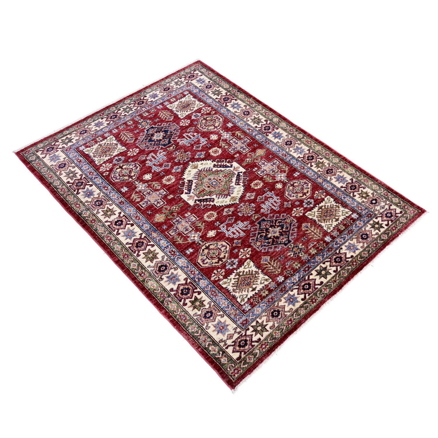 Red Color Handmade Kazak Rug 4' 2" x 5' 11" (ft) - No. Y39557