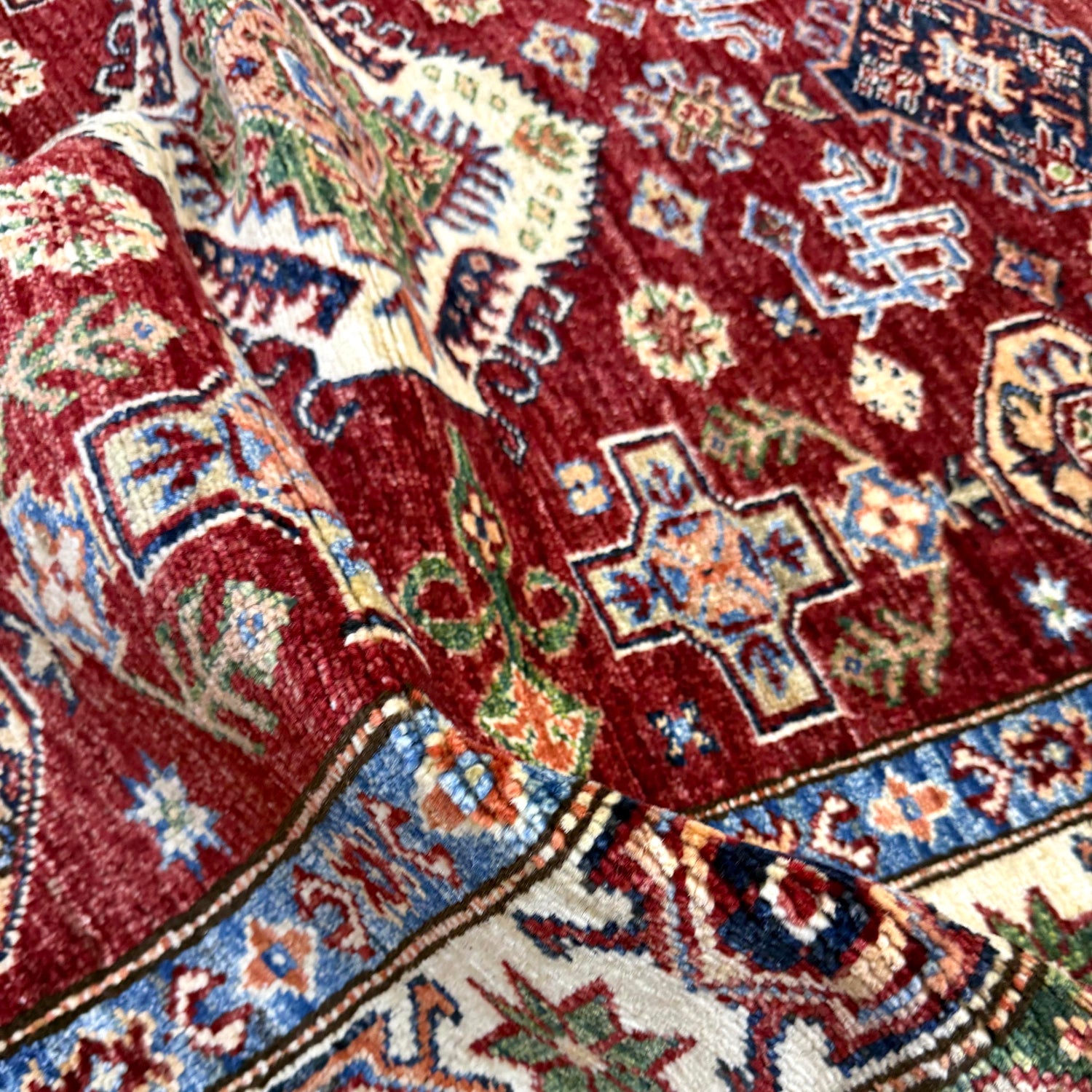 Red Color Handmade Kazak Rug 4' 2" x 5' 11" (ft) - No. Y39557