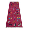 Purple Color Embroidery Flatweave Kilim 2' 11" x 8' 10" (ft)- No. Y39628