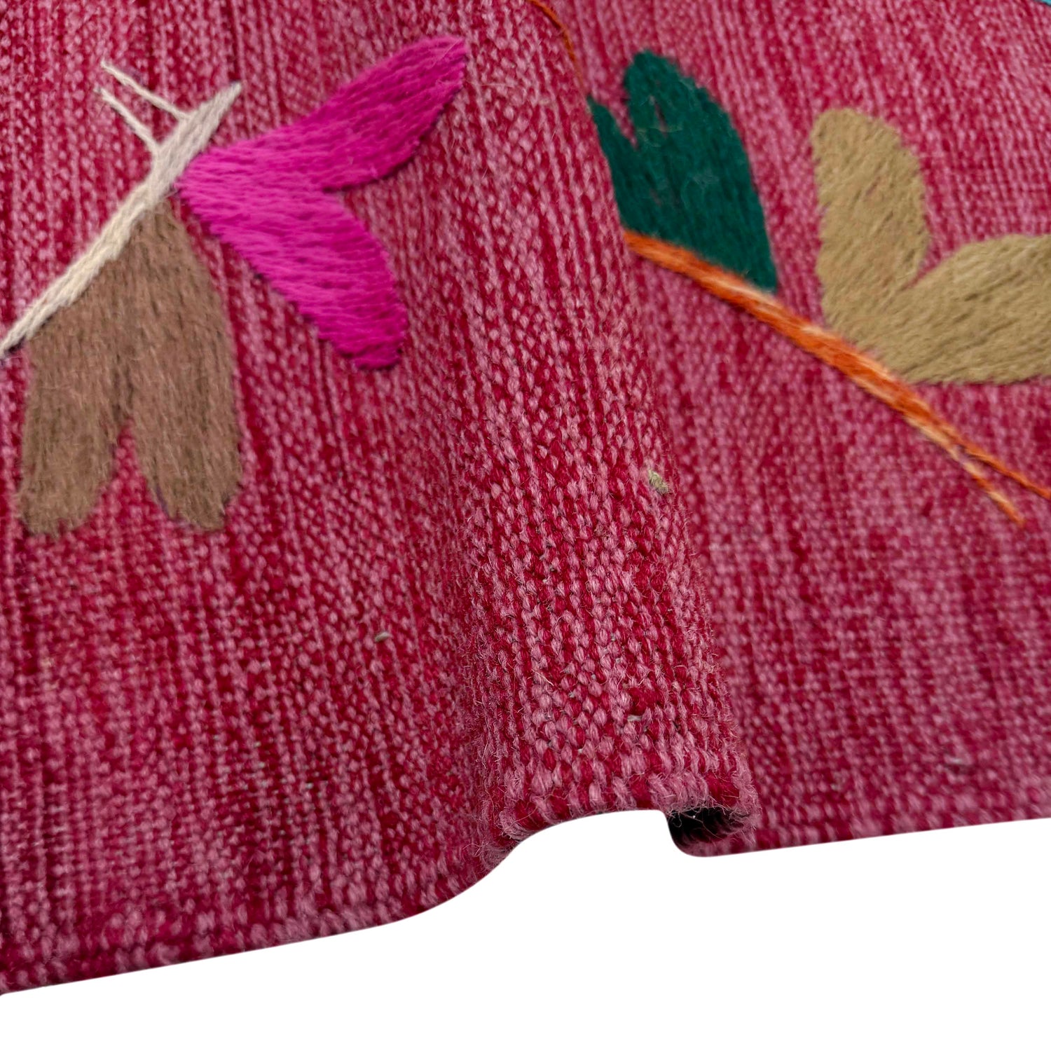 Purple Color Embroidery Flatweave Kilim 2' 11" x 8' 10" (ft)- No. Y39628