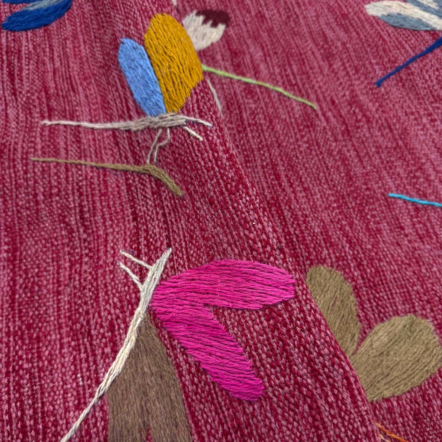 Purple Color Embroidery Flatweave Kilim 2' 11" x 8' 10" (ft)- No. Y39628