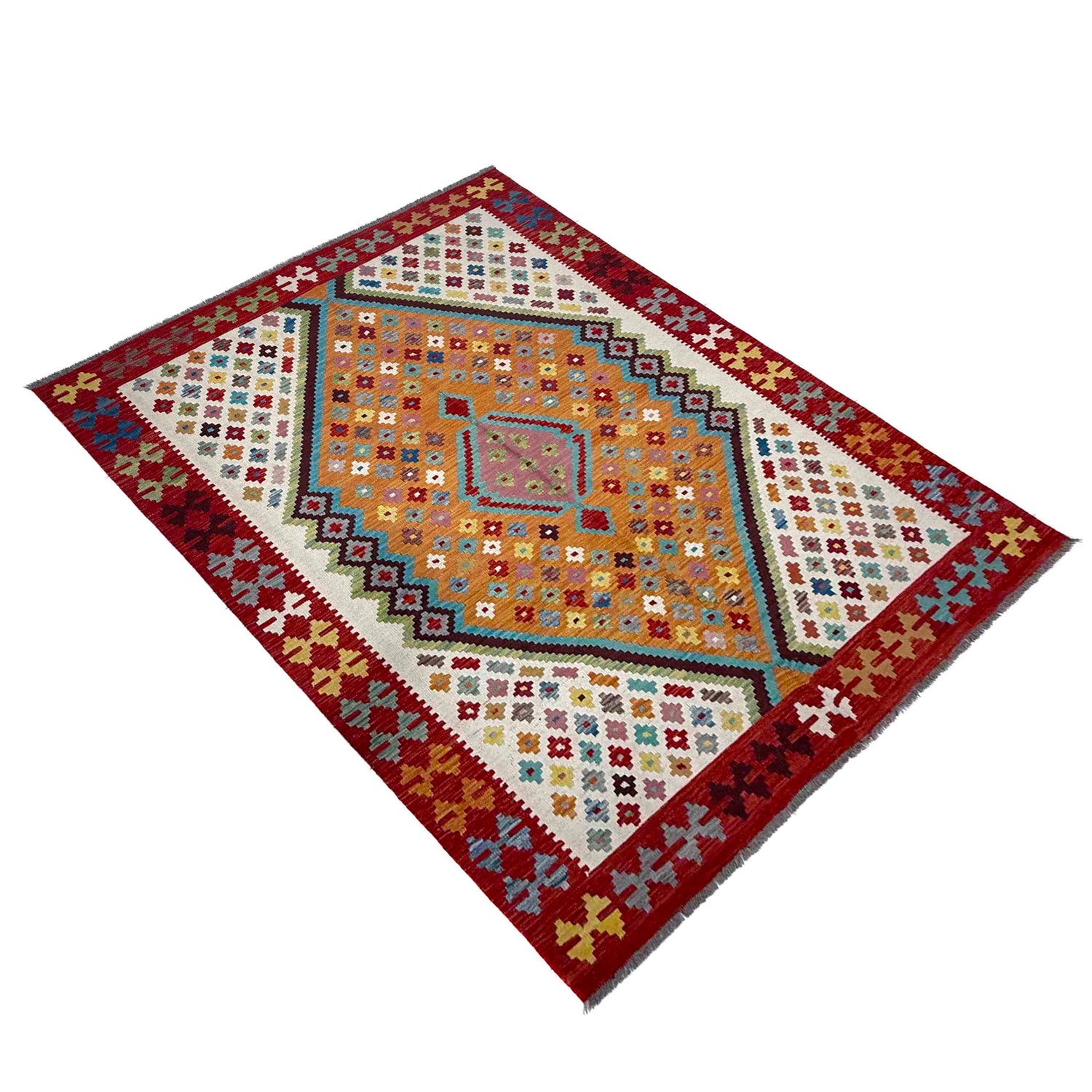 Handmade Vegetable Kelim 5' 10" x 7' 9" (ft) - No. Y39632