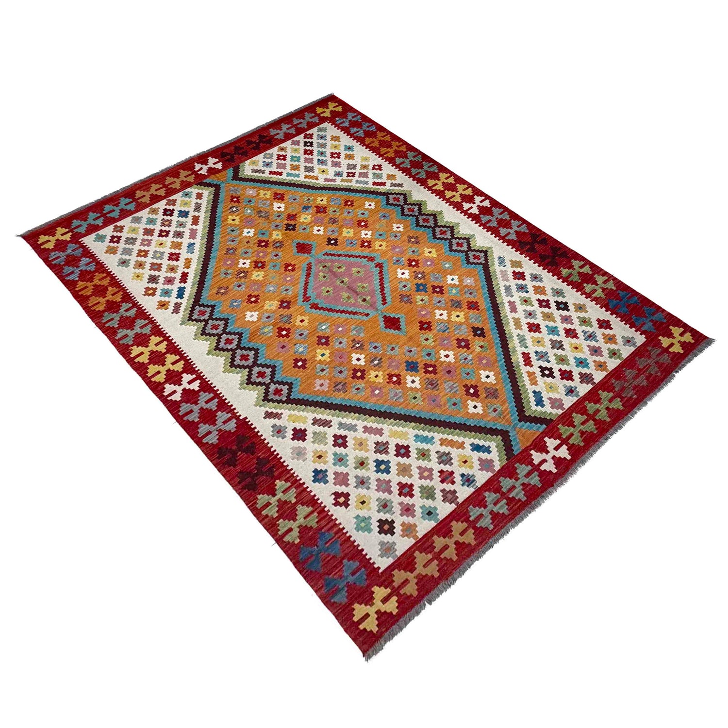 Handmade Vegetable Kelim 5' 10" x 7' 9" (ft) - No. Y39632