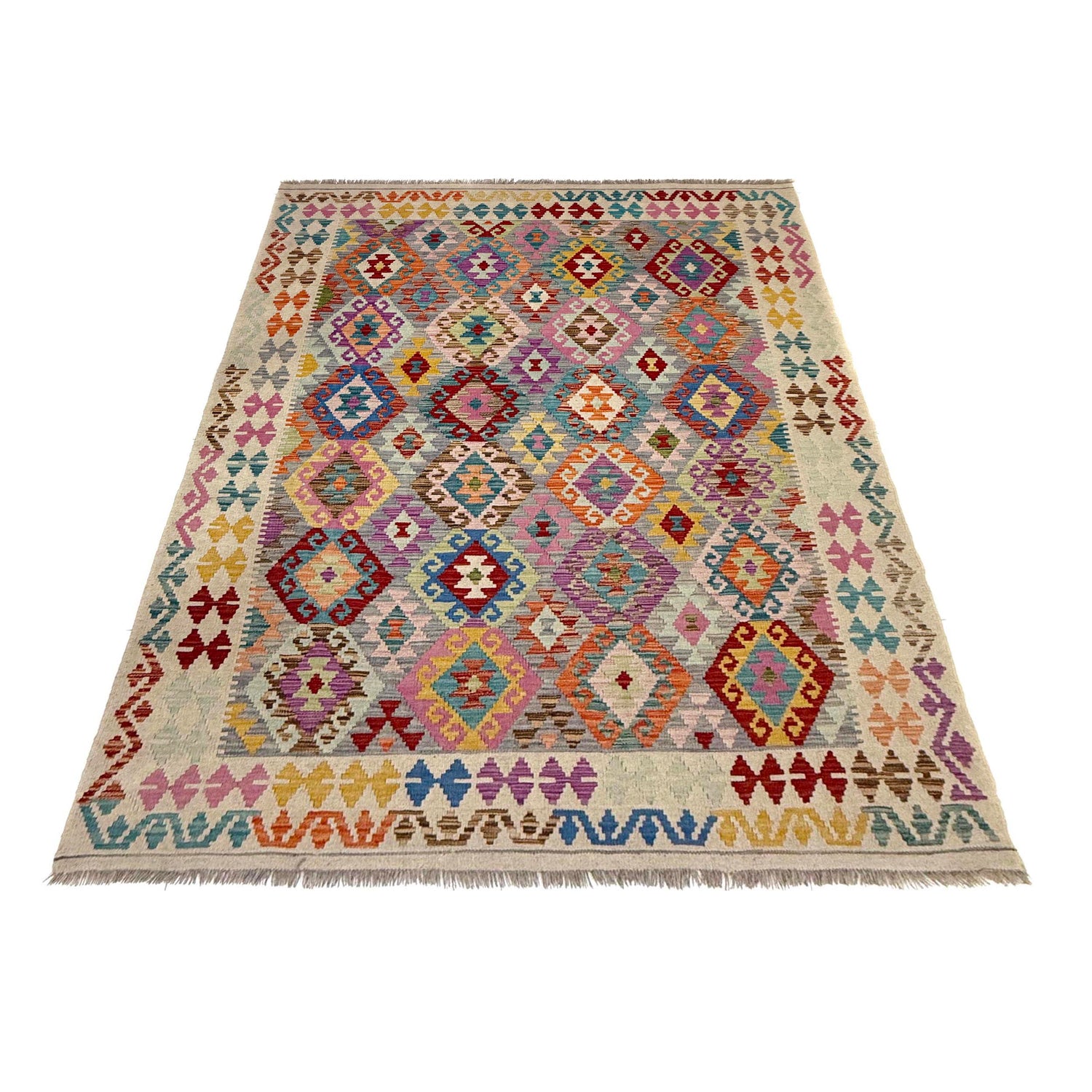 Handmade Vegetable Kilim 6' 1" x 7' 9" (ft) - No. Y39662