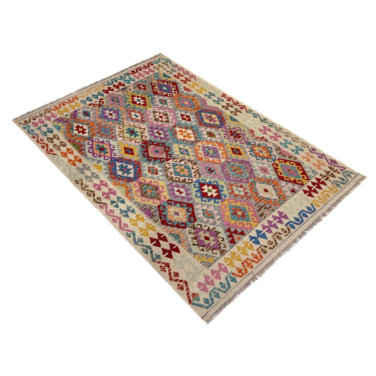 Handmade Vegetable Kilim 6' 1" x 7' 9" (ft) - No. Y39662