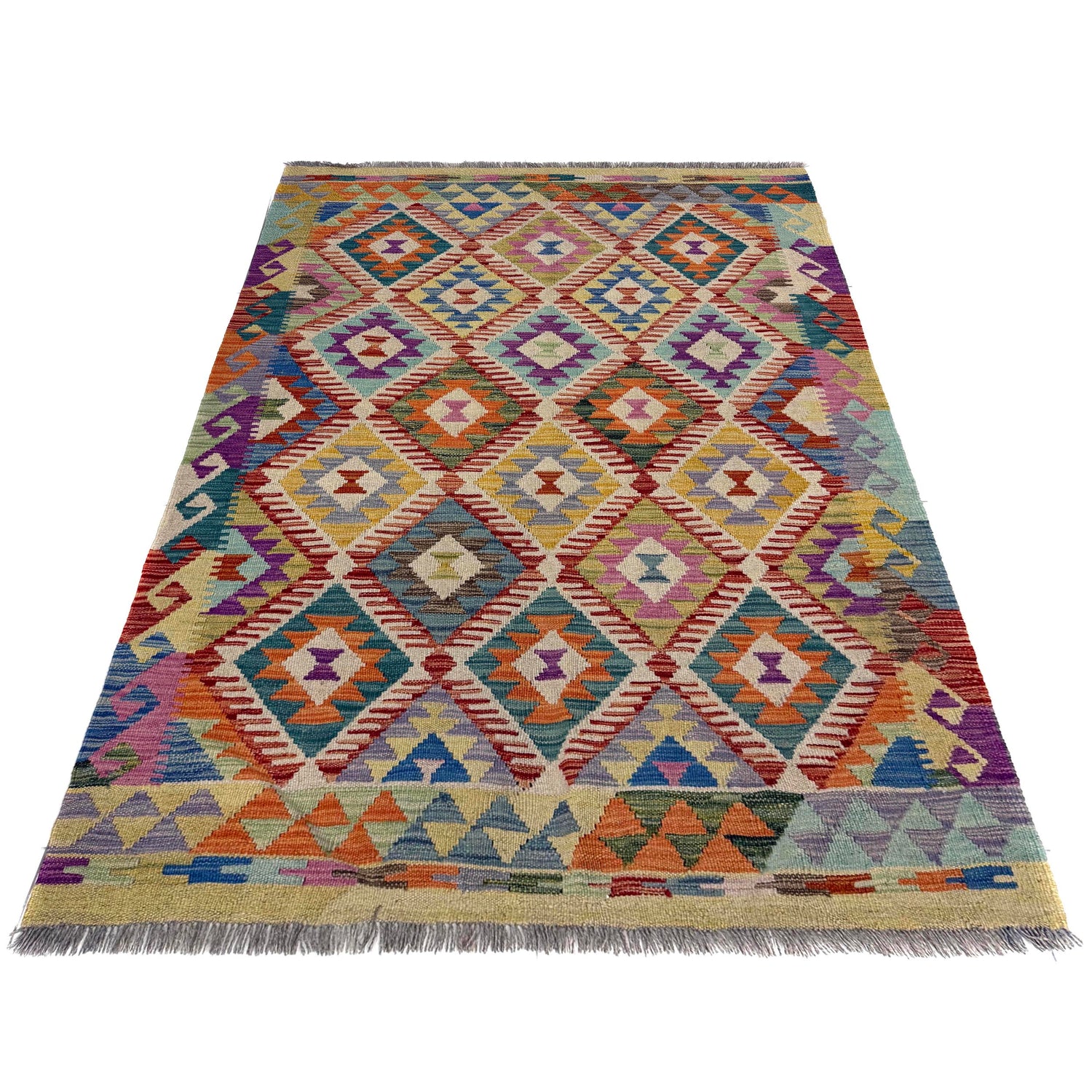 Handmade Vegetable Kilim 4' 2" x 5' 10" (ft) - No. Y39663