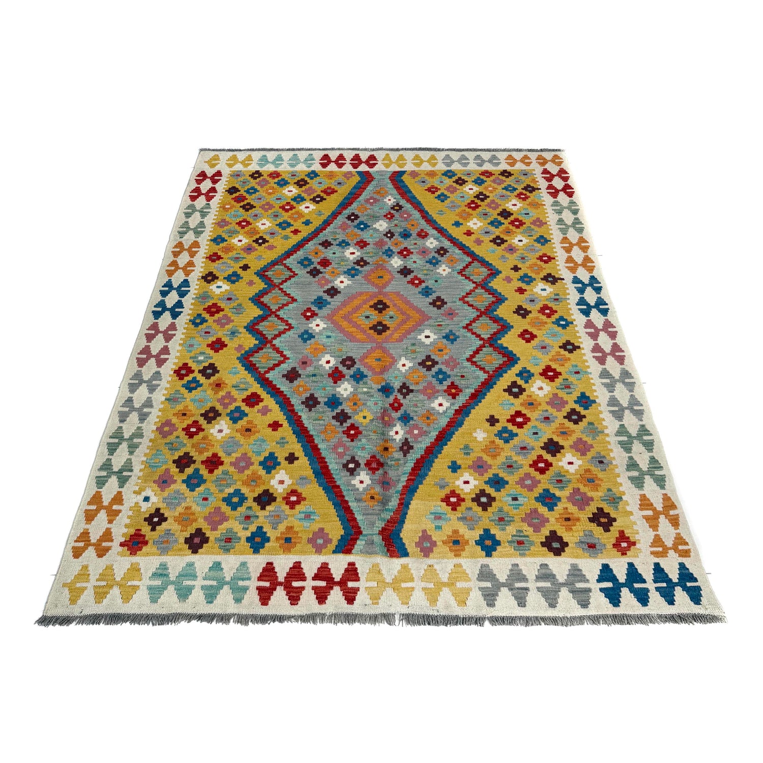 Handmade Vegetable Kelim 5' 1" x 6' 6" (ft) - No. Y39666