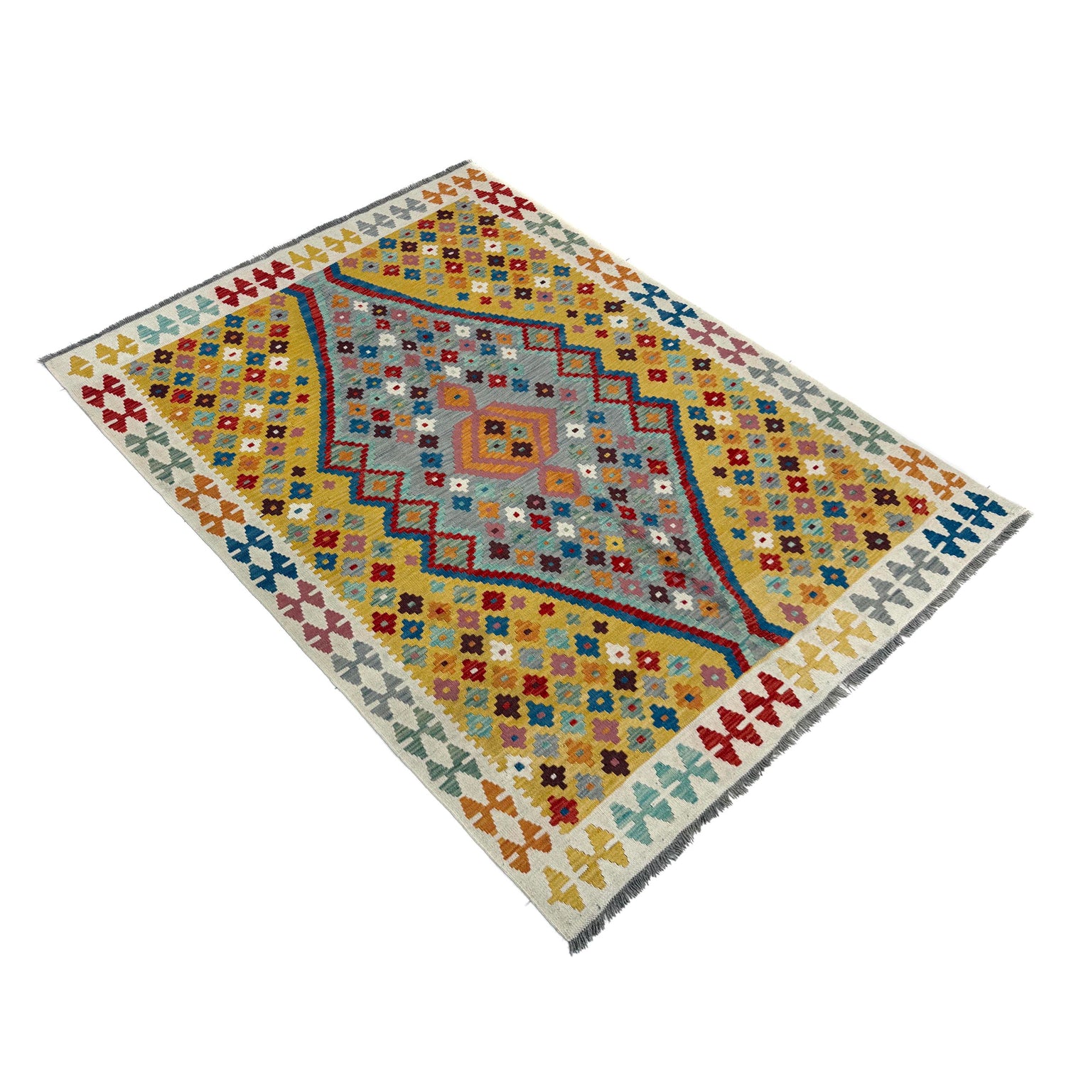Handmade Vegetable Kelim 5' 1" x 6' 6" (ft) - No. Y39666