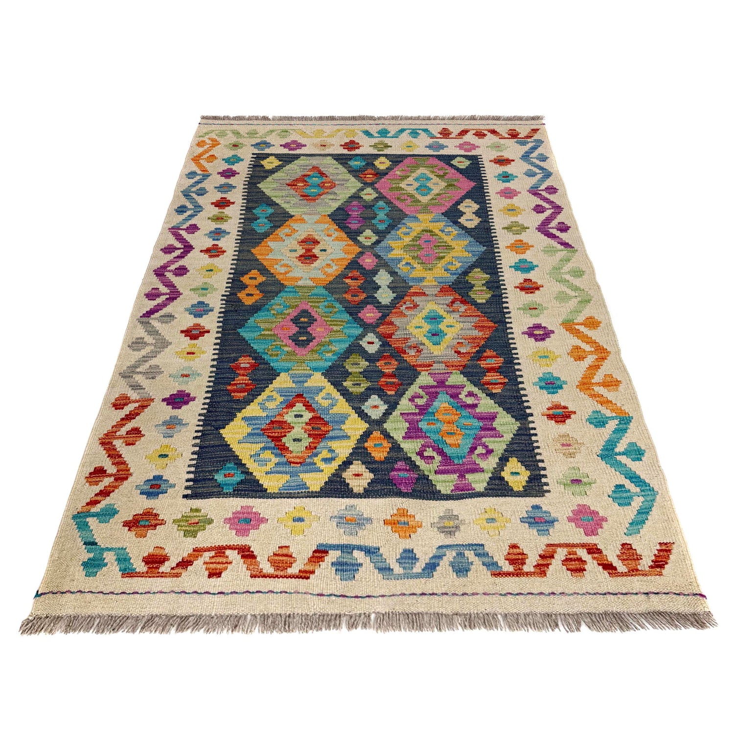 Handmade Vegetable Kelim 3' 3" x 4' 11" (ft) - No. Y39671