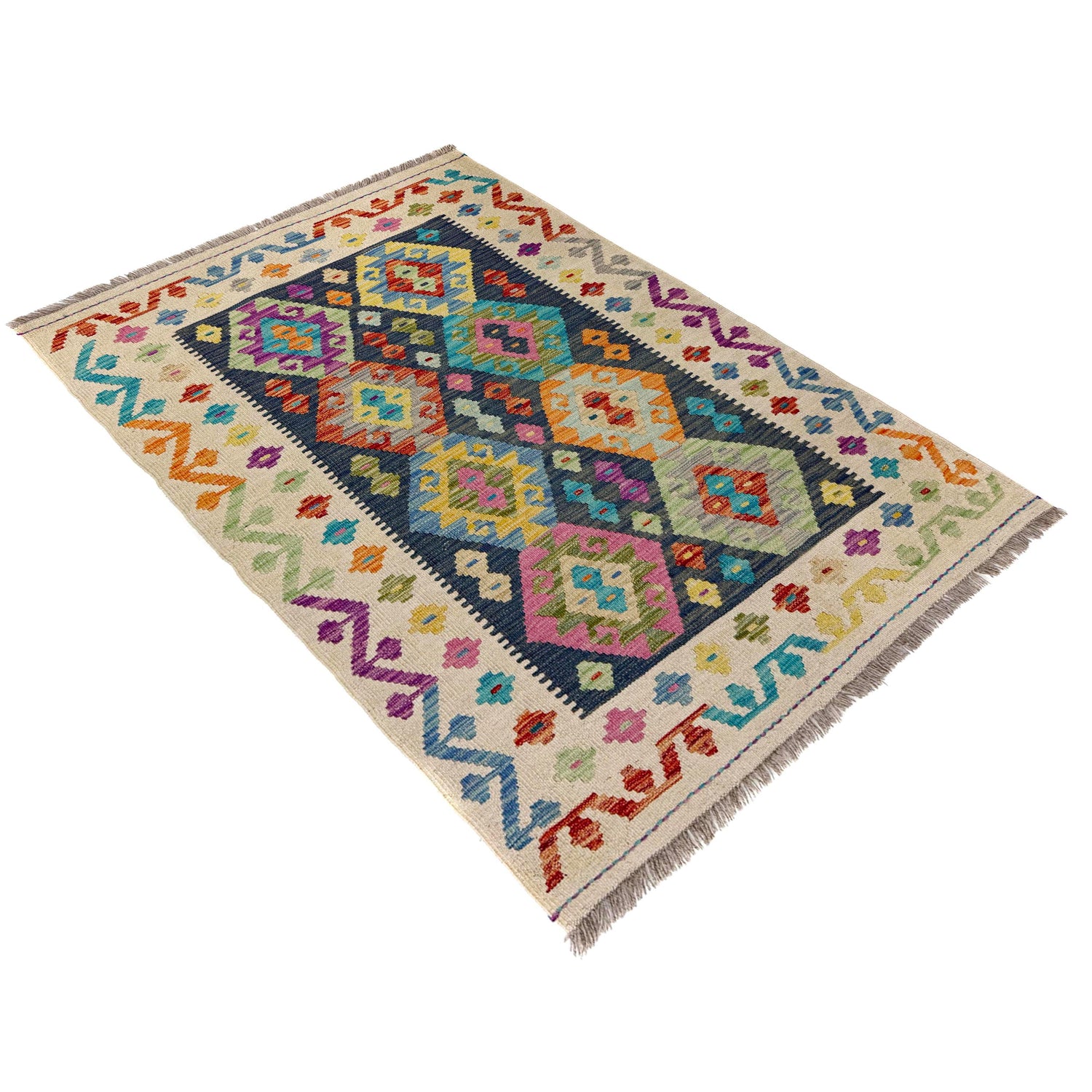 Handmade Vegetable Kelim 3' 3" x 4' 11" (ft) - No. Y39671