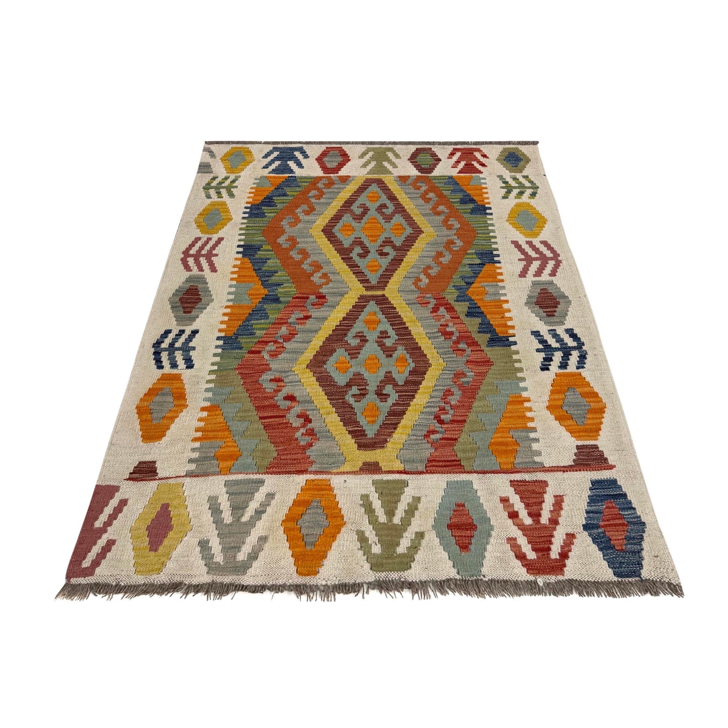 Handmade Vegetable Kilim 3' 6" x 4' 9" (ft) - No. Y39672