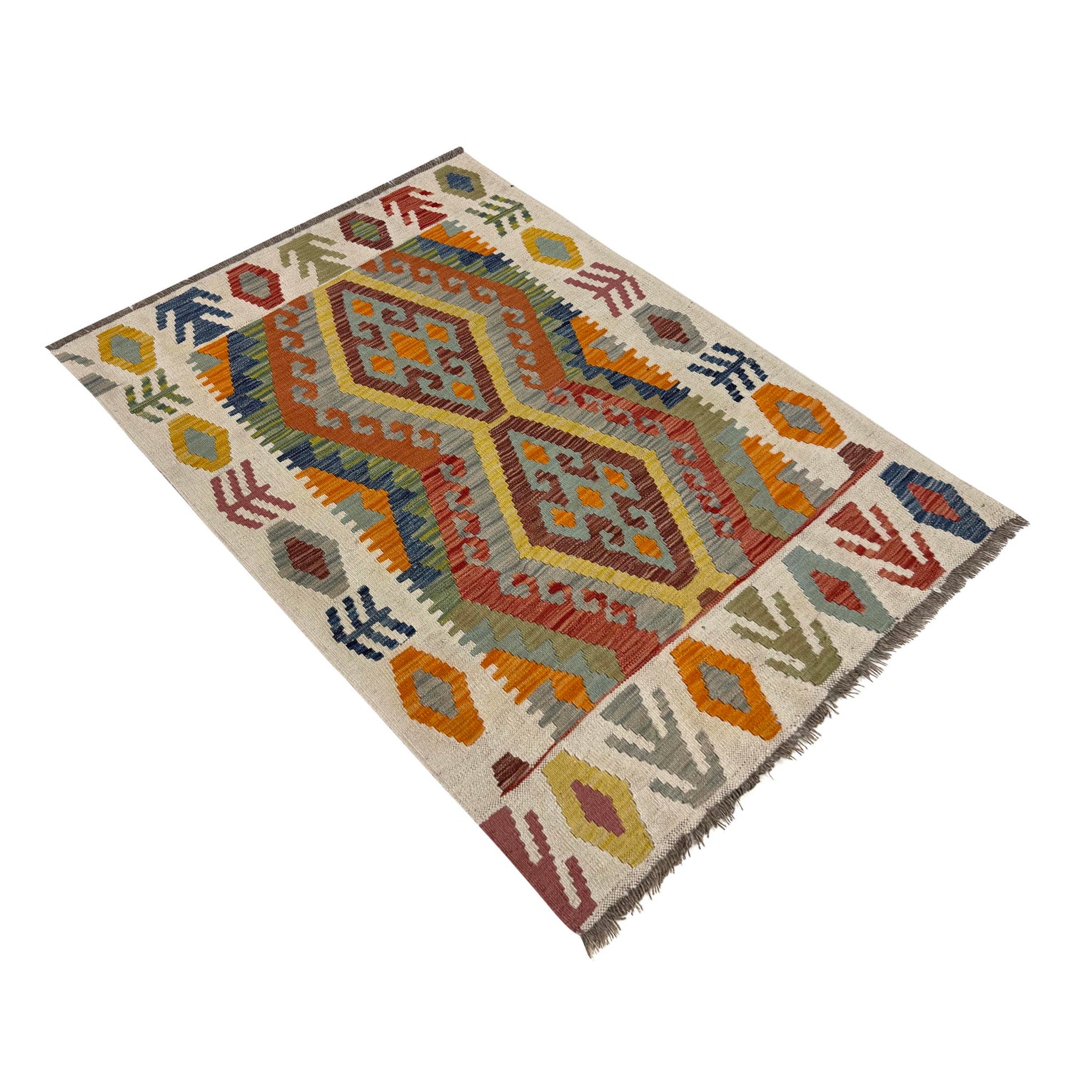 Handmade Vegetable Kilim 3' 6" x 4' 9" (ft) - No. Y39672