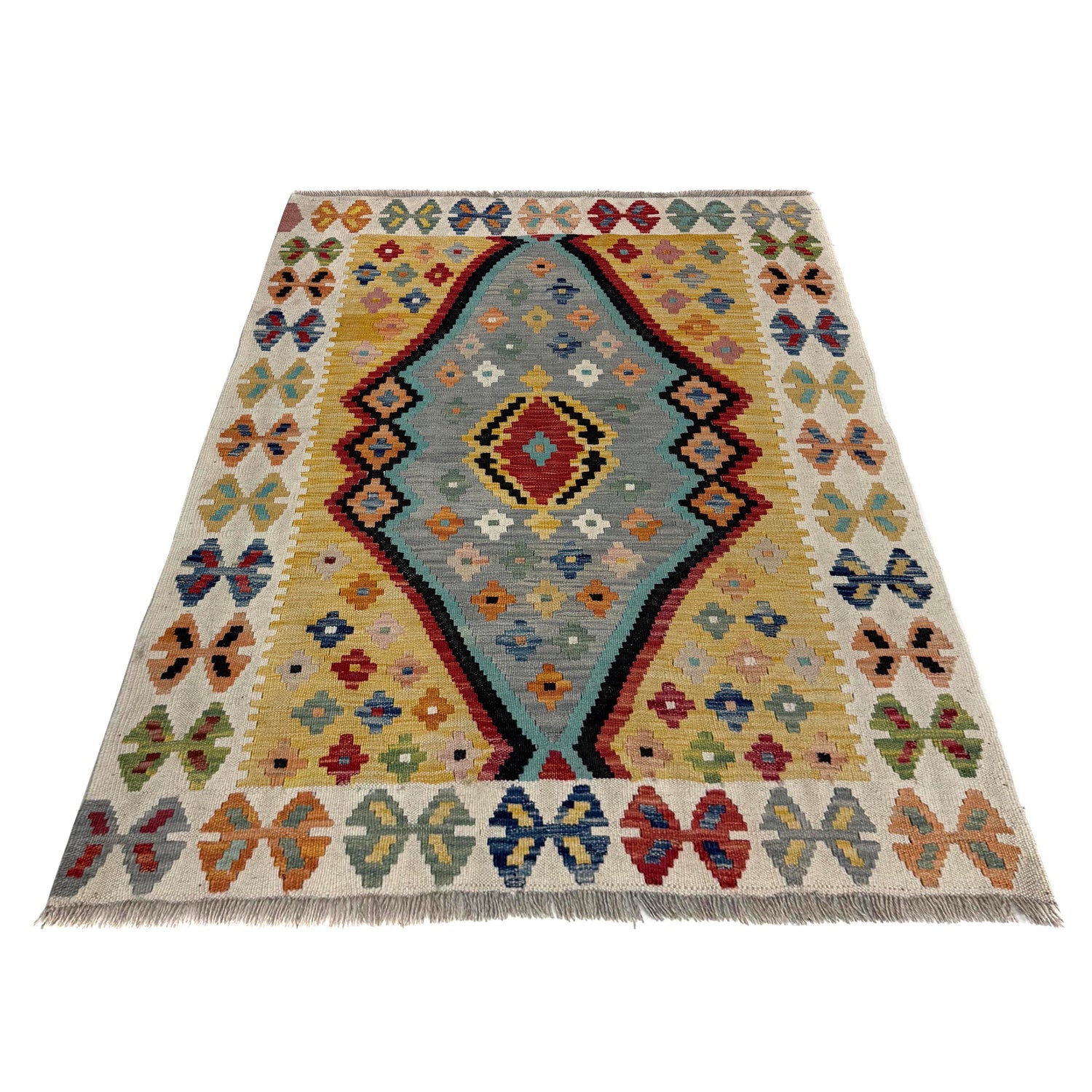 Handmade Vegetable Kelim 3' 6" x 4' 9" (ft) - No. Y39673