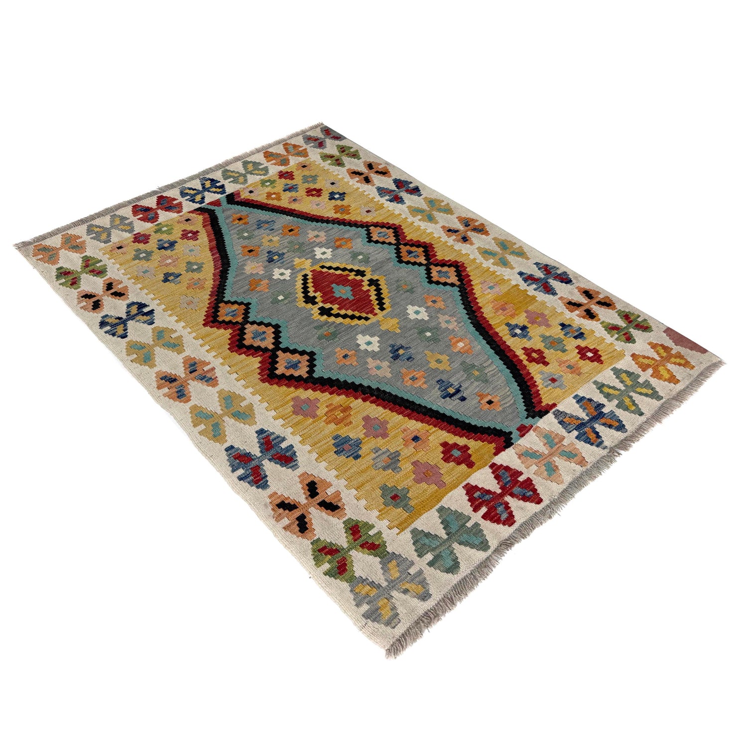 Handmade Vegetable Kelim 3' 6" x 4' 9" (ft) - No. Y39673