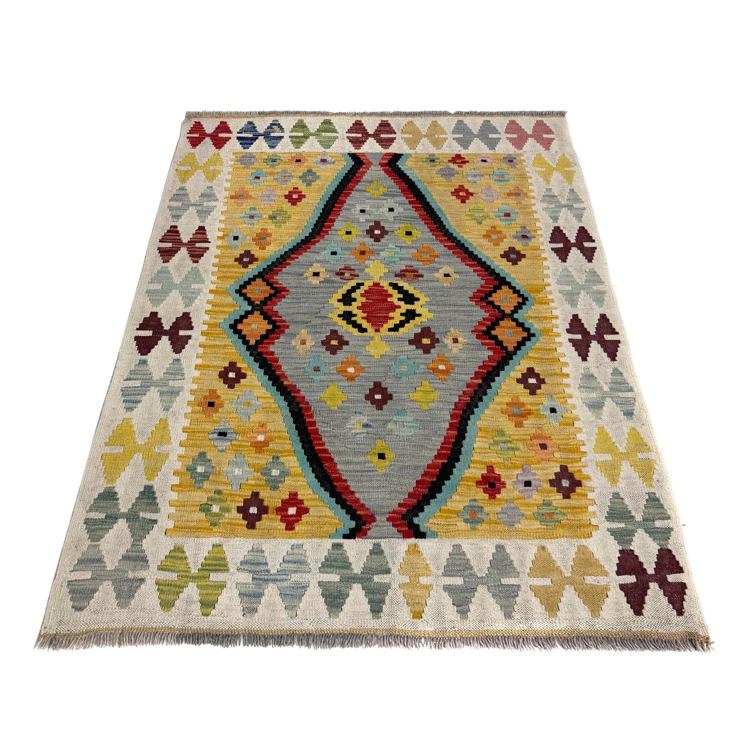 Handmade Vegetable Kelim 3' 5" x 4' 9" (ft) - No. Y39674