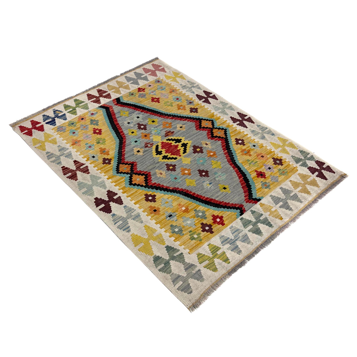 Handmade Vegetable Kelim 3' 5" x 4' 9" (ft) - No. Y39674