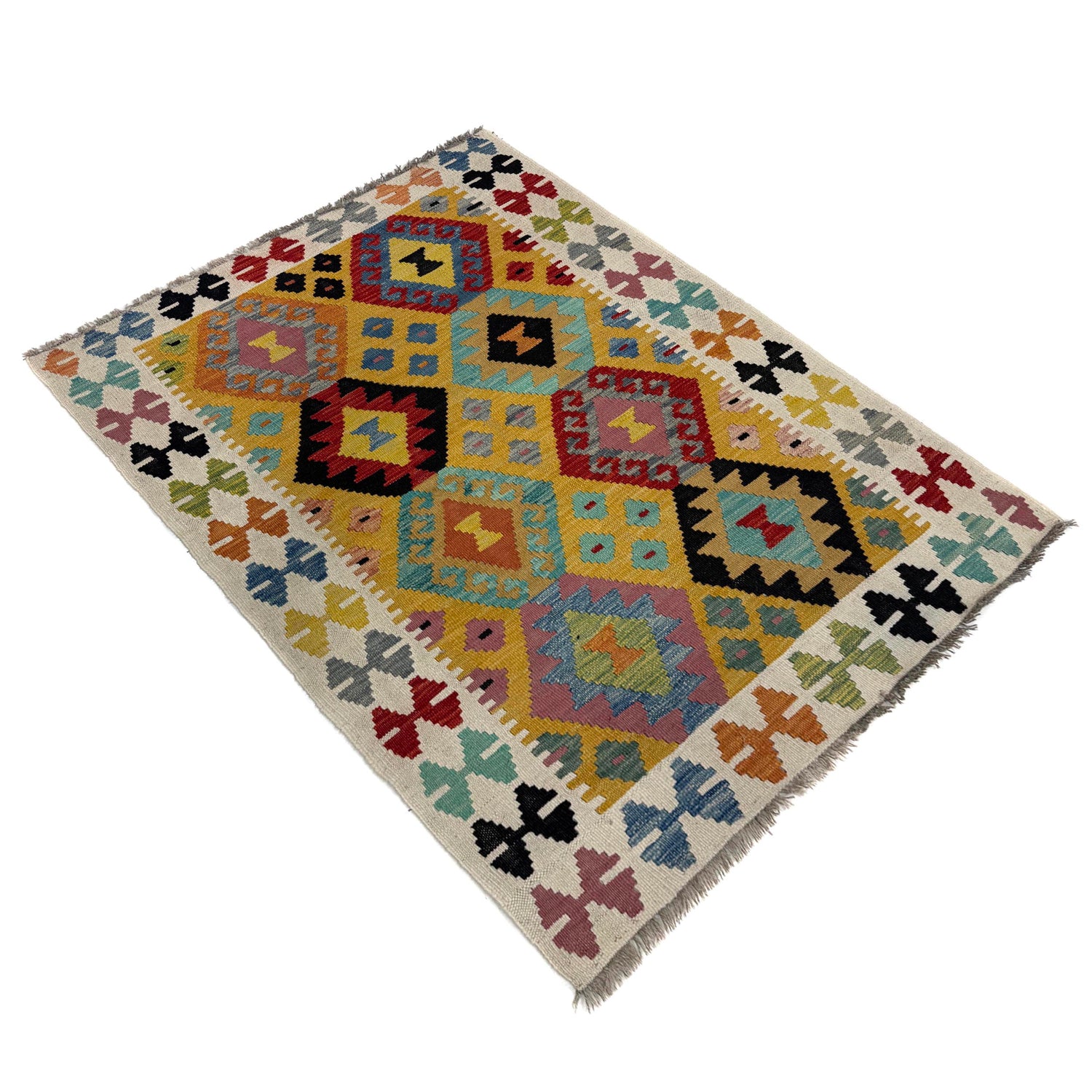 Handmade Vegetable Kelim 3' 7" x 5' 0" (ft) - No. Y39676