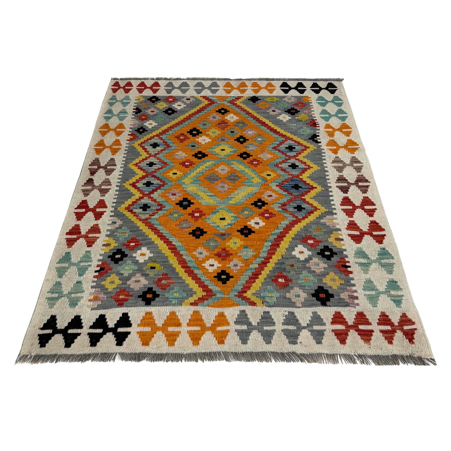 Handmade Vegetable Kilim 3' 7" x 4' 9" (ft) - No. Y39677