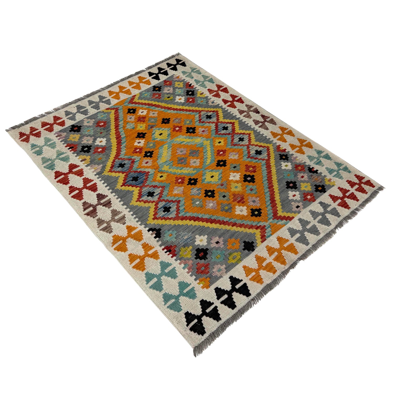 Handmade Vegetable Kilim 3' 7" x 4' 9" (ft) - No. Y39677