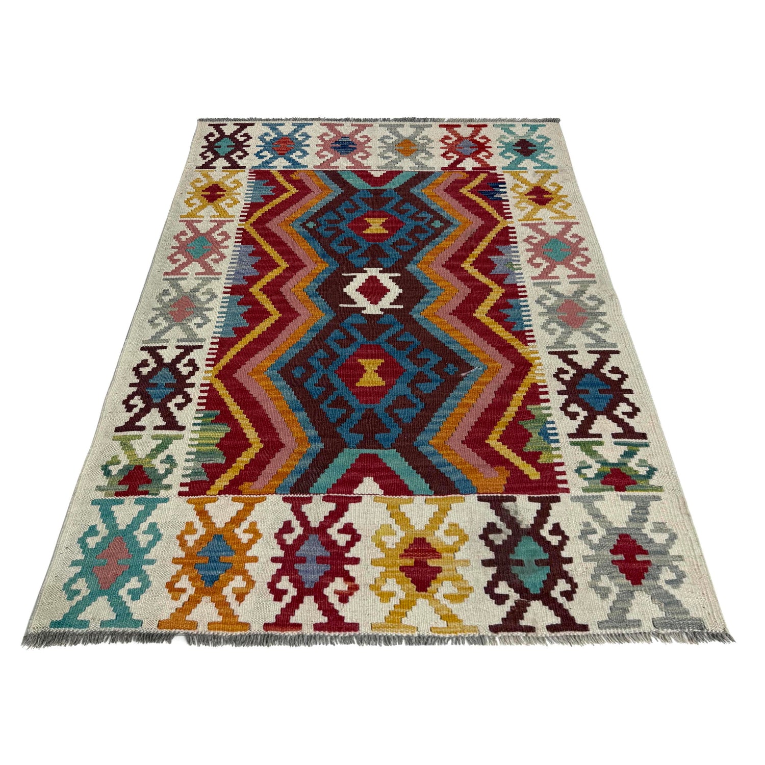 Handmade Vegetable Kelim 3' 5" x 4' 11" (ft) - No. Y39678