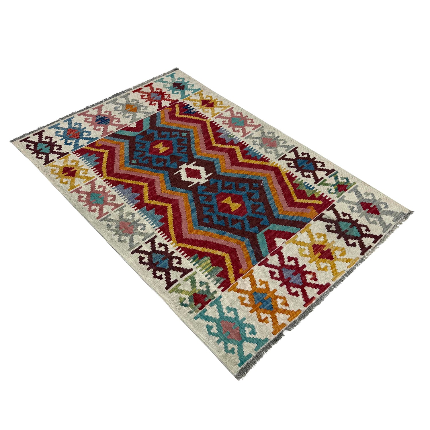 Handmade Vegetable Kelim 3' 5" x 4' 11" (ft) - No. Y39678