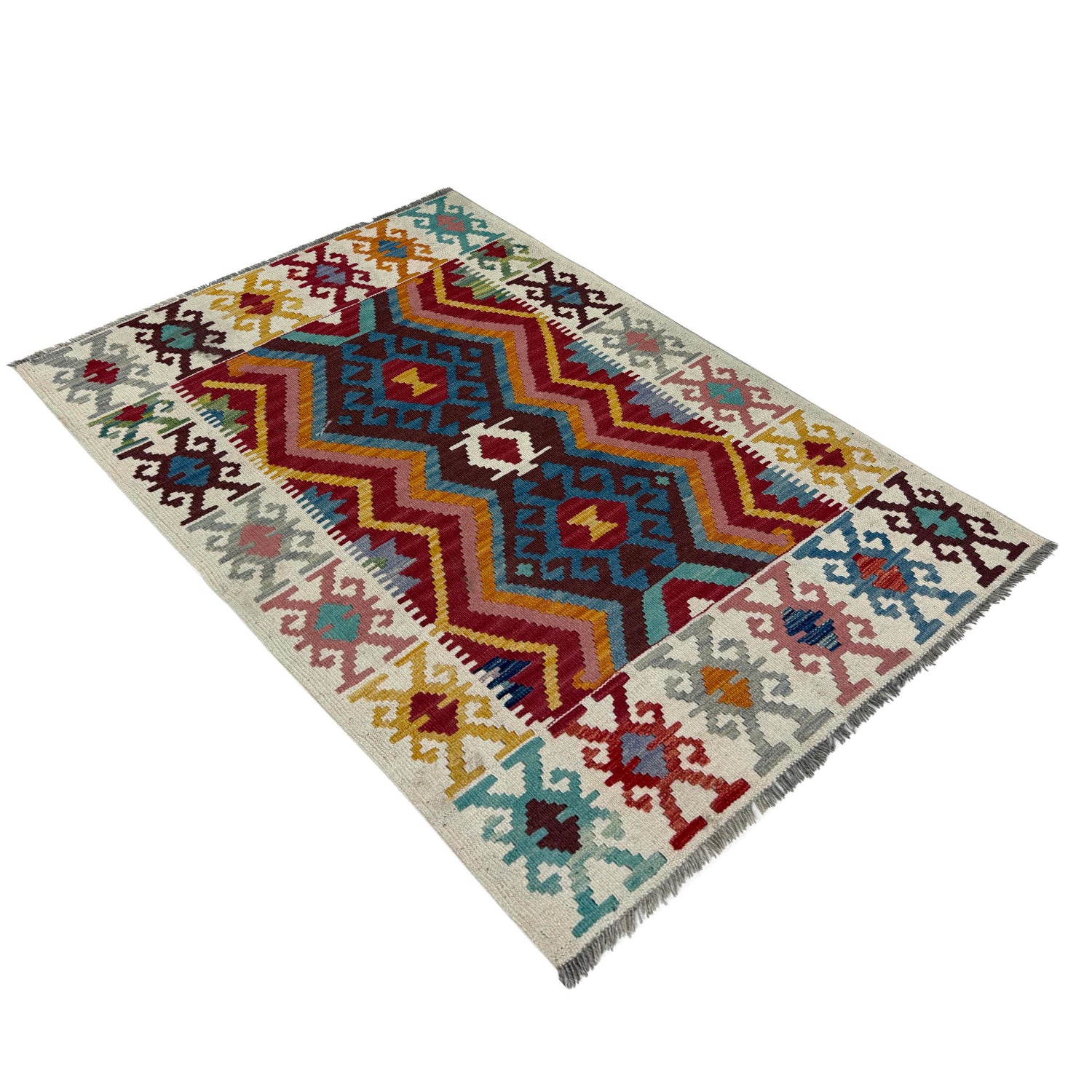 Handmade Vegetable Kelim 3' 5" x 4' 11" (ft) - No. Y39678