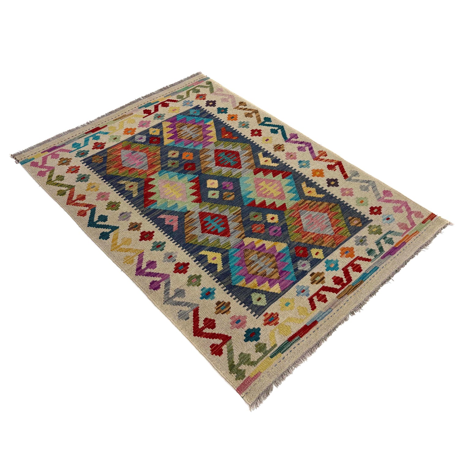 Handmade Vegetable Kilim 3' 5" x 4' 10" (ft) - No. Y39679