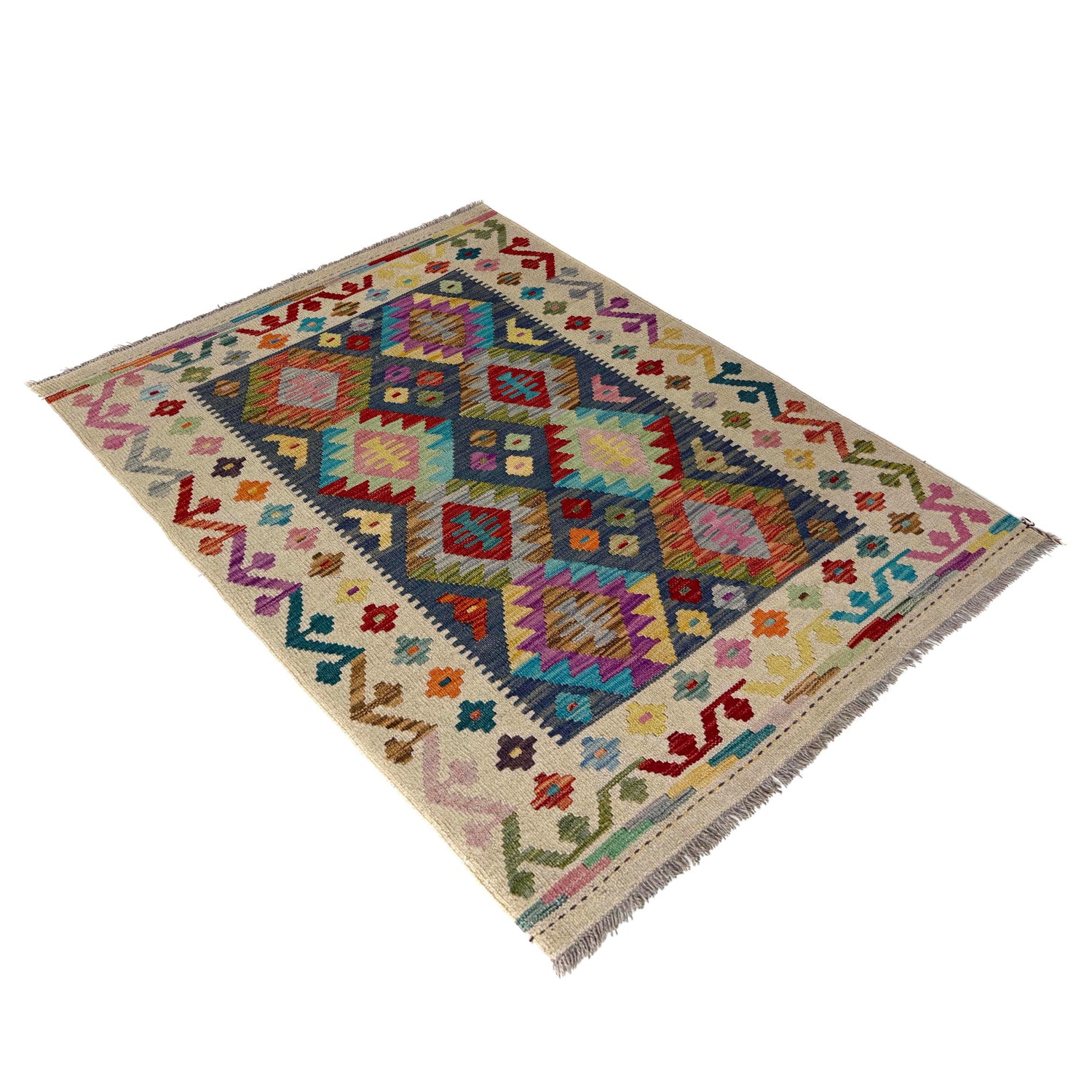 Handmade Vegetable Kilim 3' 5" x 4' 10" (ft) - No. Y39679