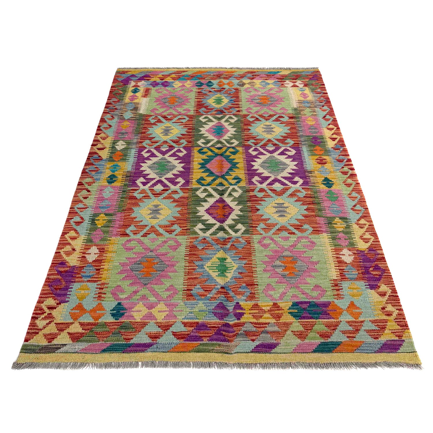 Handmade Vegetable Kelim 4' 2" x 6' 6" (ft) - No. Y39724