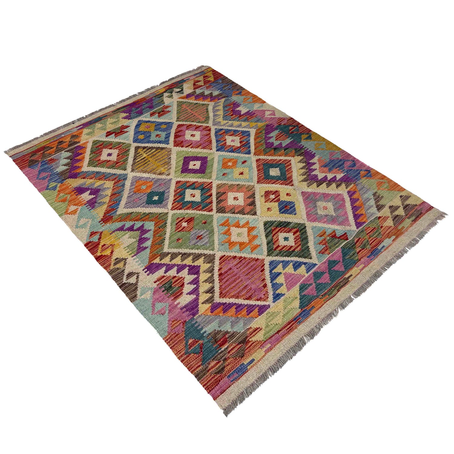 Handmade Vegetable Kilim 3' 5" x 4' 9" (ft) - No. Y39726
