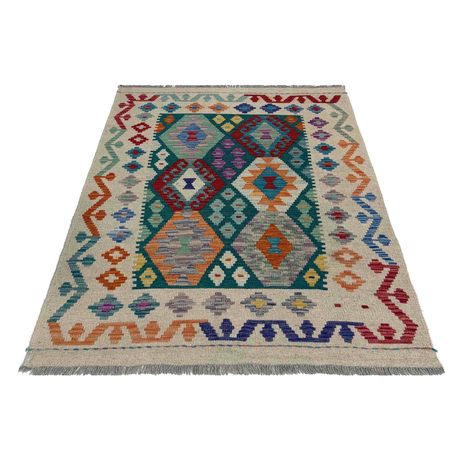Handmade Vegetable Kelim 3' 1" x 4' 2" (ft) - No. Y39727