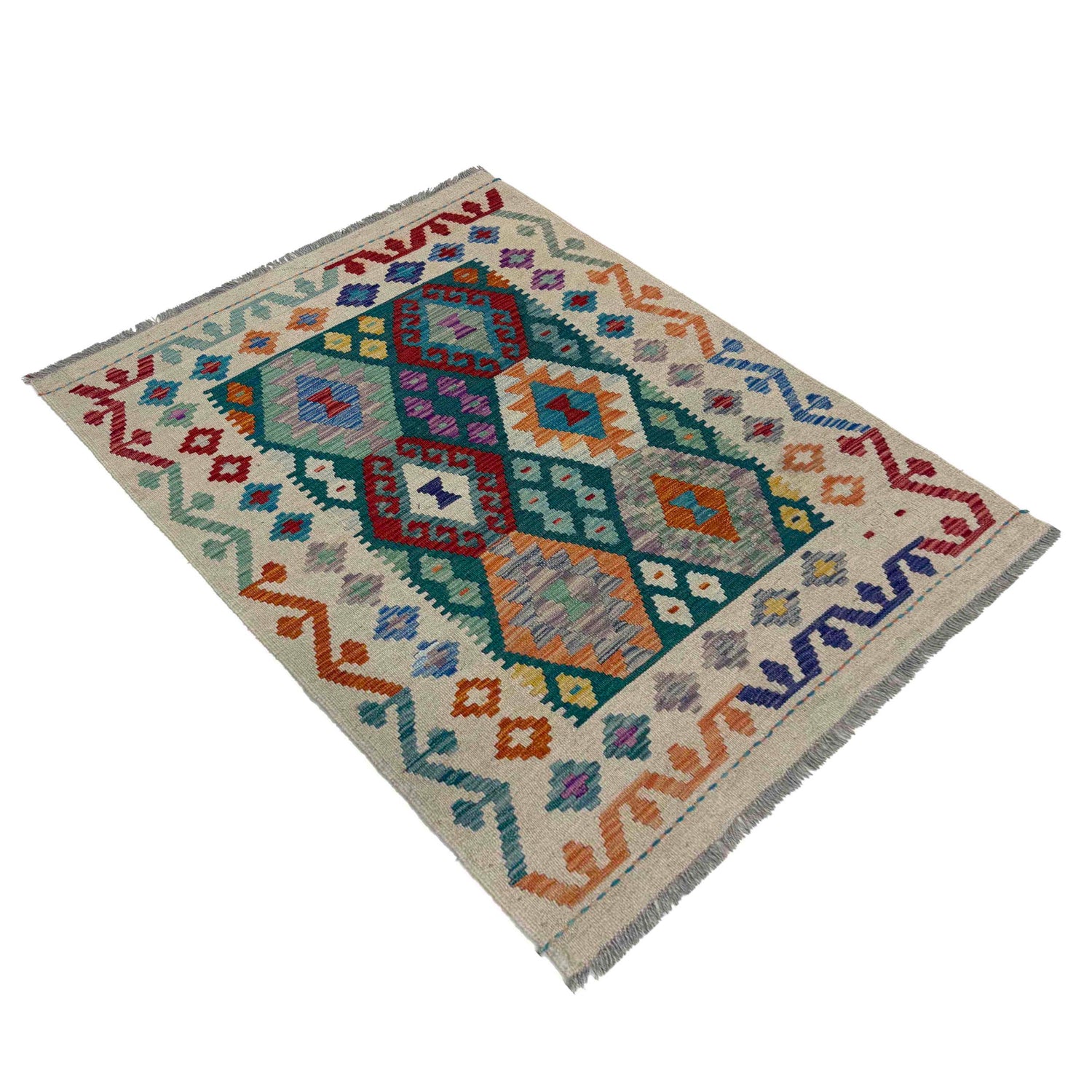 Handmade Vegetable Kelim 3' 1" x 4' 2" (ft) - No. Y39727