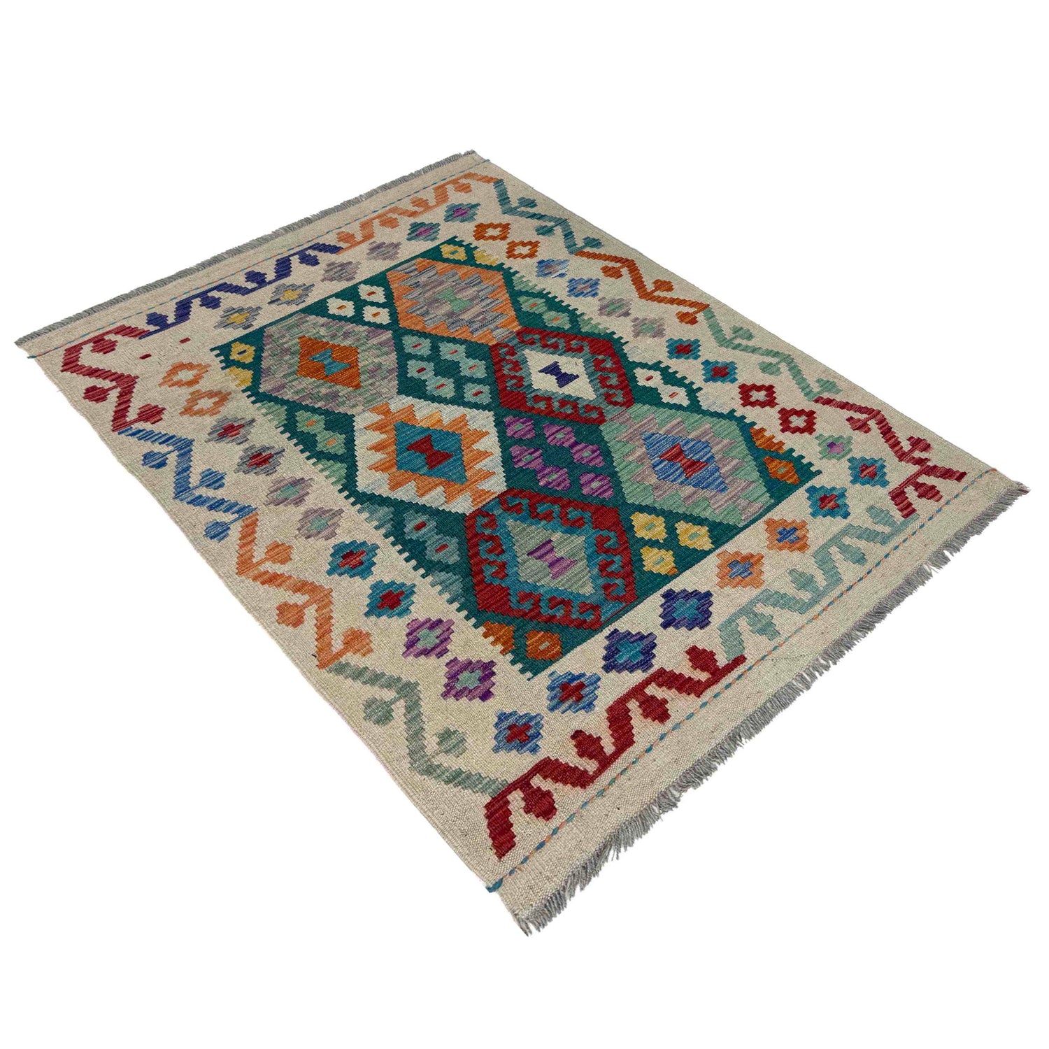 Handmade Vegetable Kelim 3' 1" x 4' 2" (ft) - No. Y39727