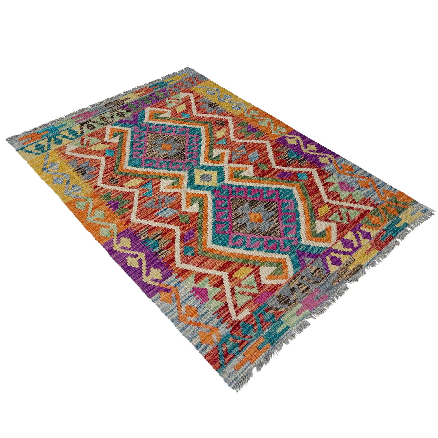 Handmade Vegetable Kelim 2' 9" x 4' 2" (ft) - No. Y39728