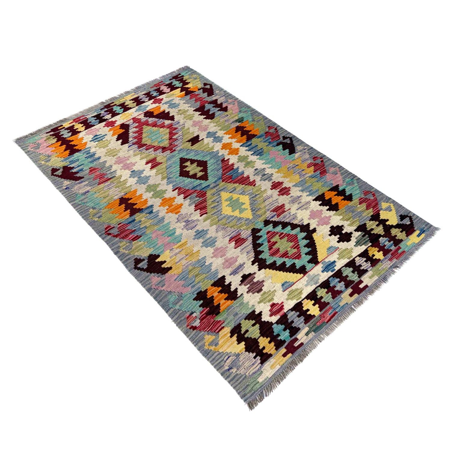 Handmade Vegetable Kilim 3' 5" x 5' 3" (ft) - No. Y39933
