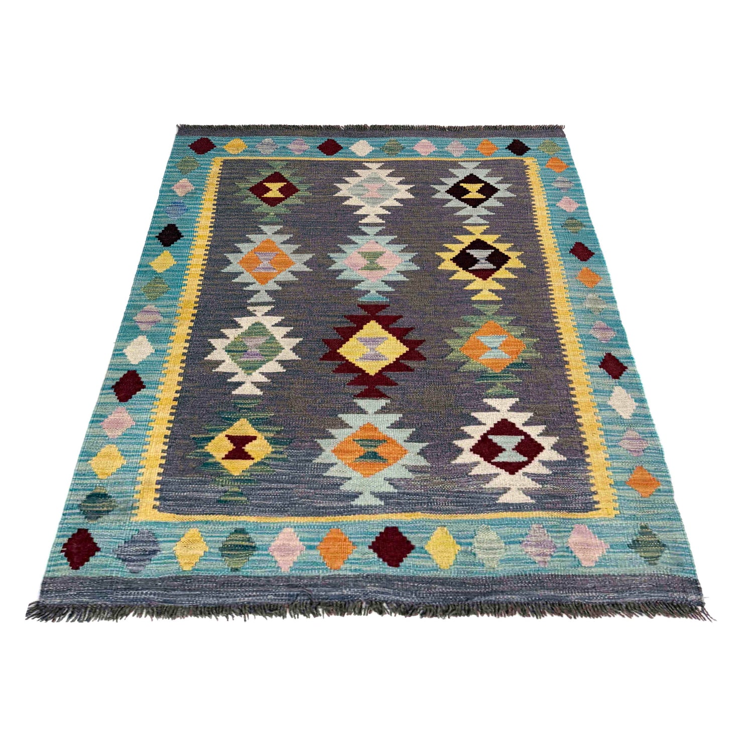 Handmade Vegetable Kilim 3' 5" x 4' 9" (ft) - No. Y39934