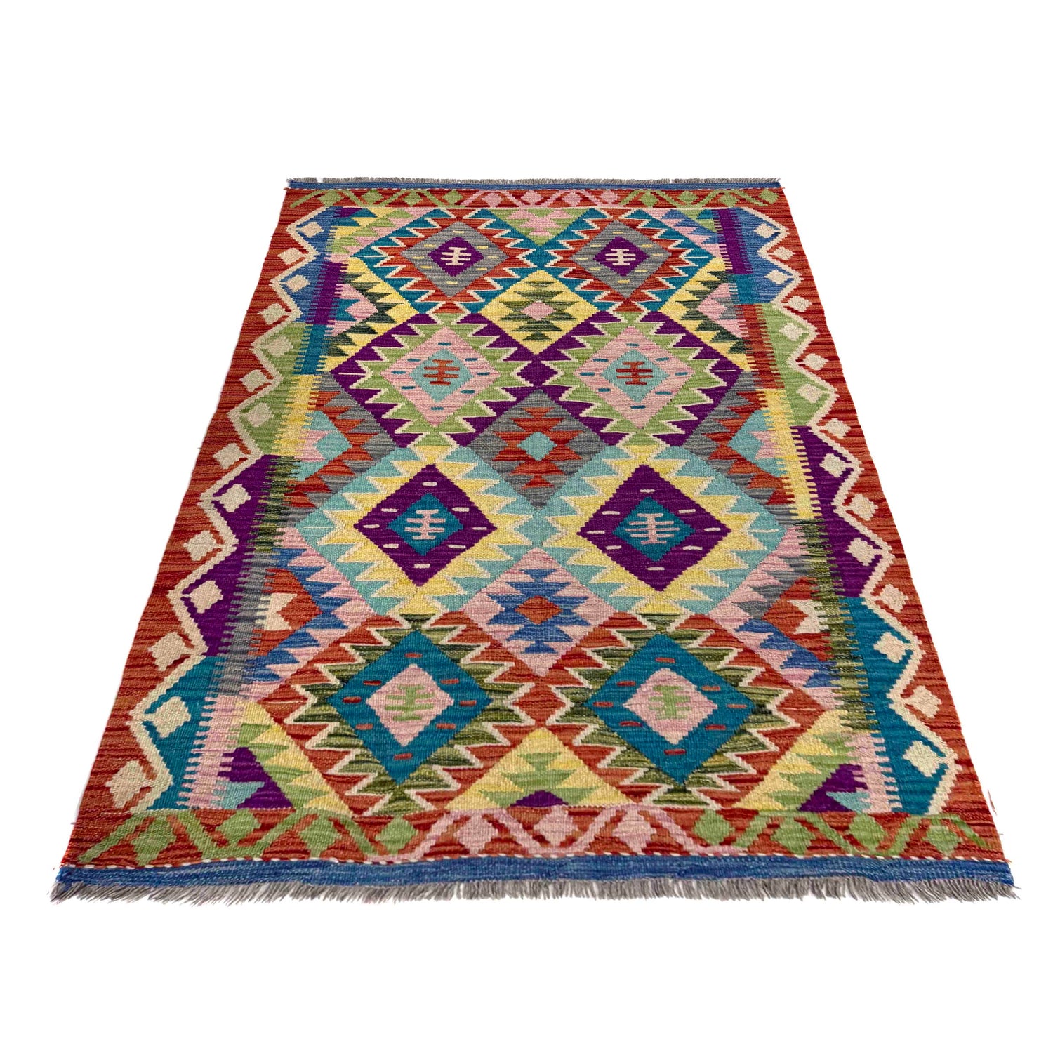 Handmade Vegetable Kilim 3' 5" x 4' 10" (ft) - No. Y39935
