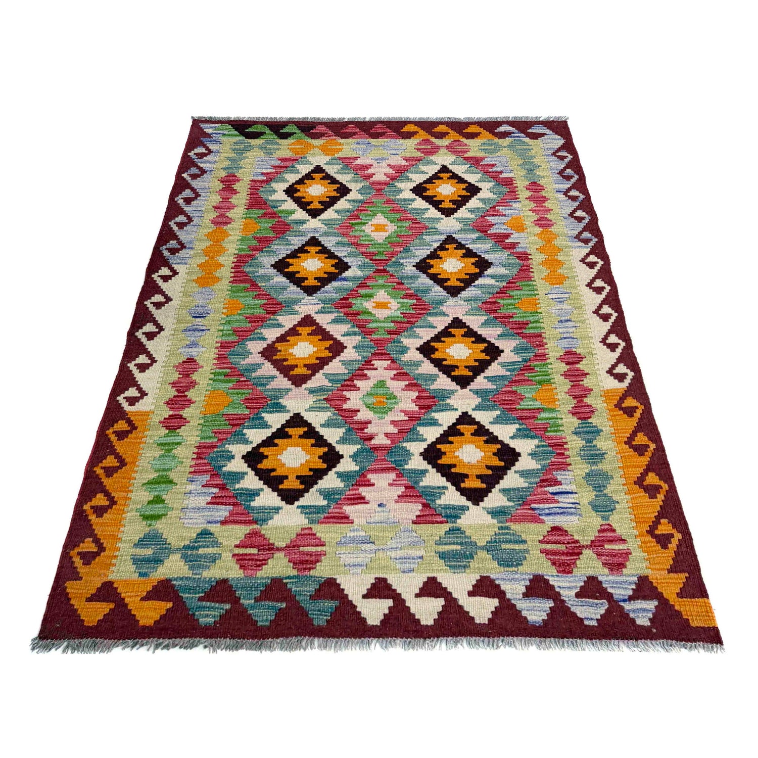 Handmade Vegetable Kilim 3' 5" x 5' 1" (ft) - No. Y39936