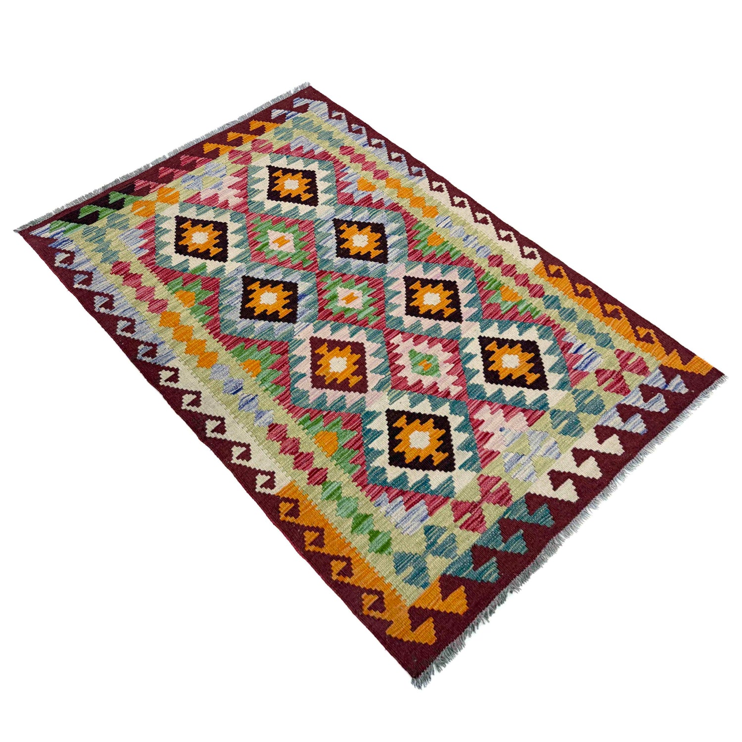 Handmade Vegetable Kilim 3' 5" x 5' 1" (ft) - No. Y39936