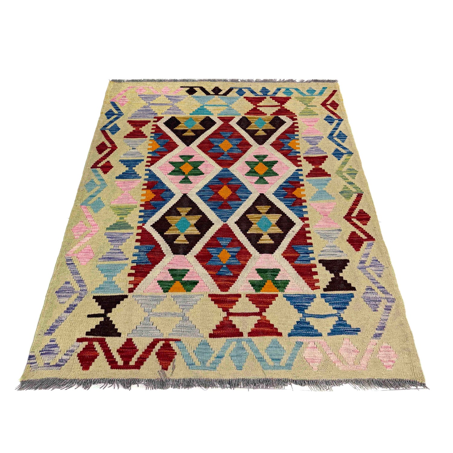 Handmade Vegetable Kilim 3' 7" x 4' 7" (ft) - No. Y39937