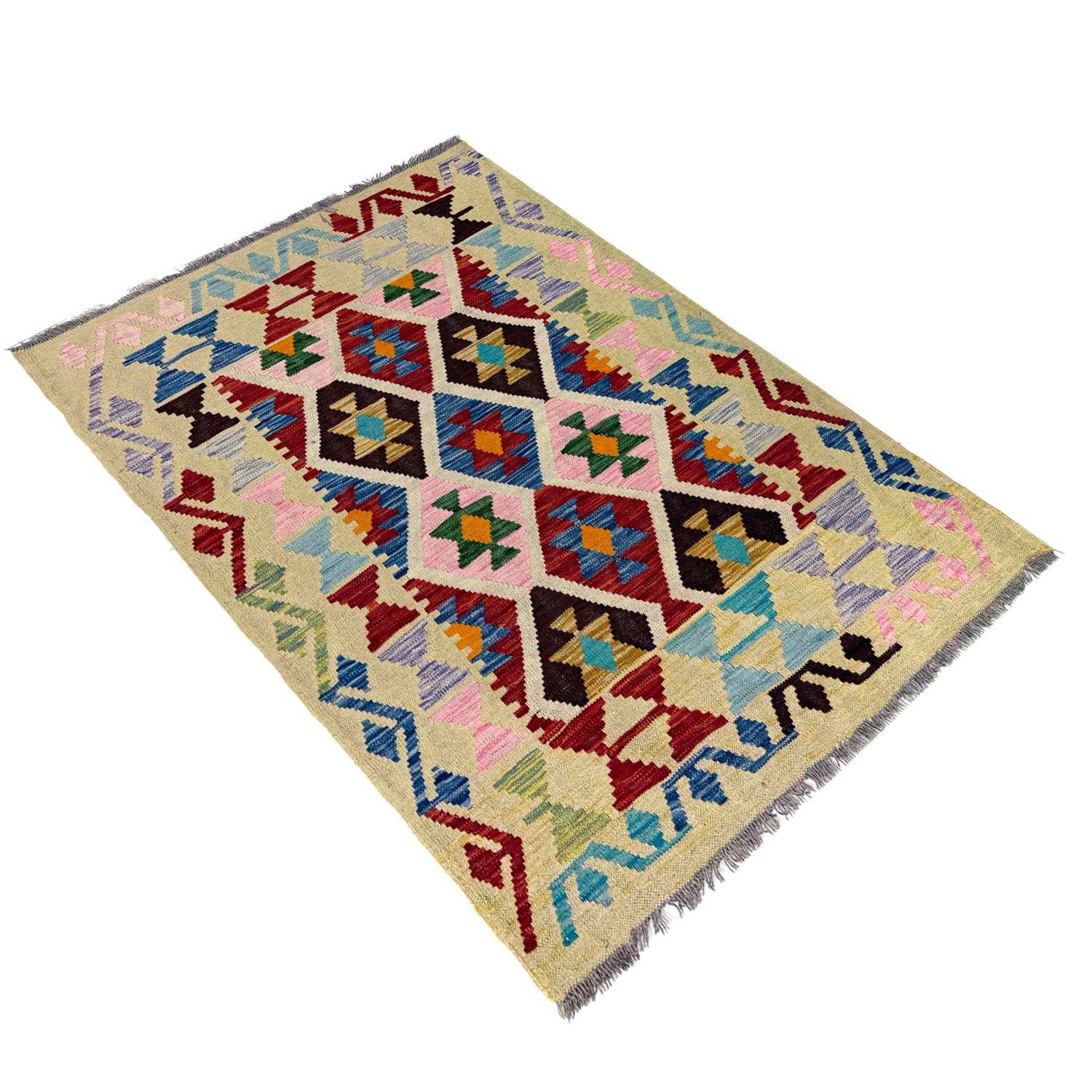 Handmade Vegetable Kilim 3' 7" x 4' 7" (ft) - No. Y39937