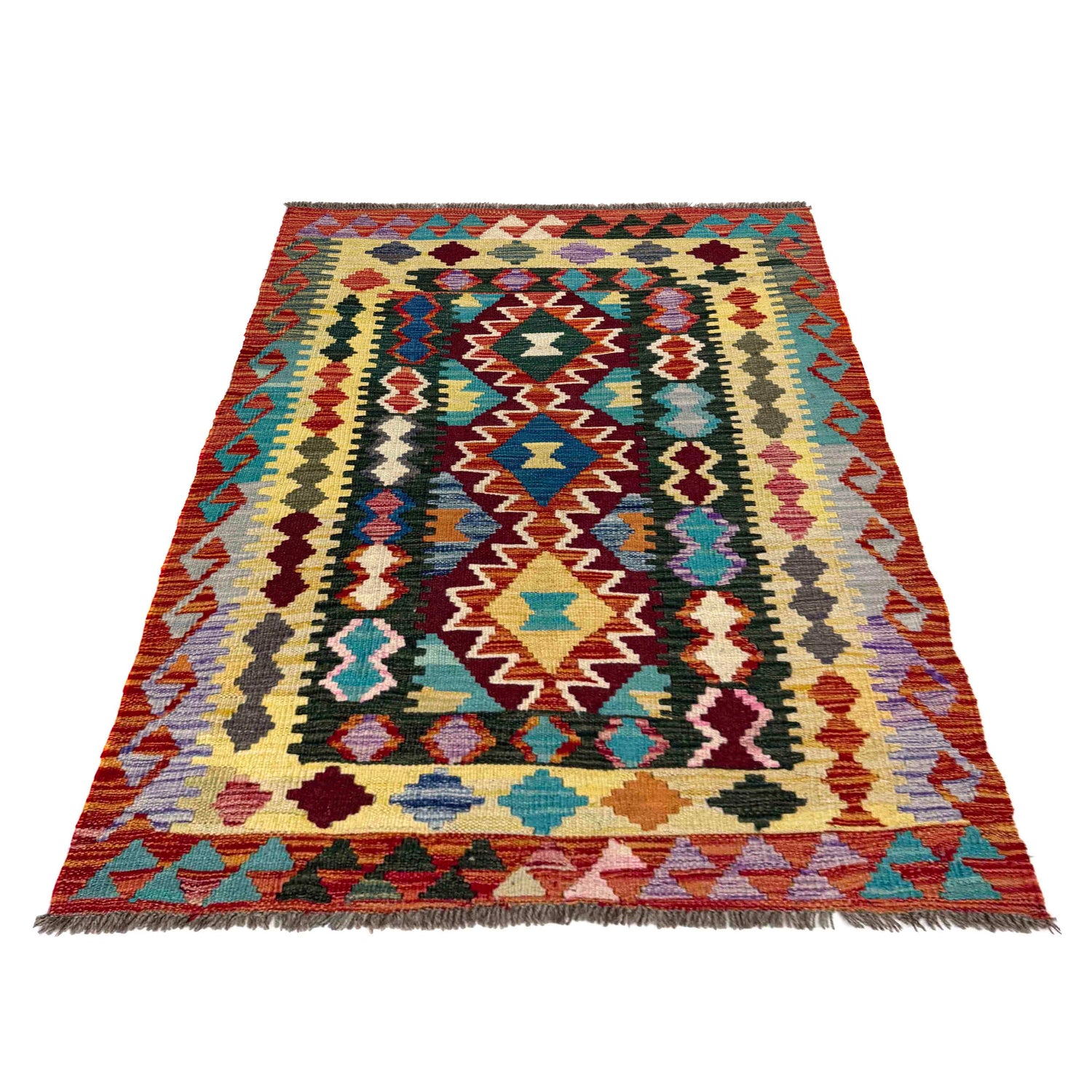 Handmade Vegetable Kelim 3' 5" x 4' 11" (ft) - No. Y39938