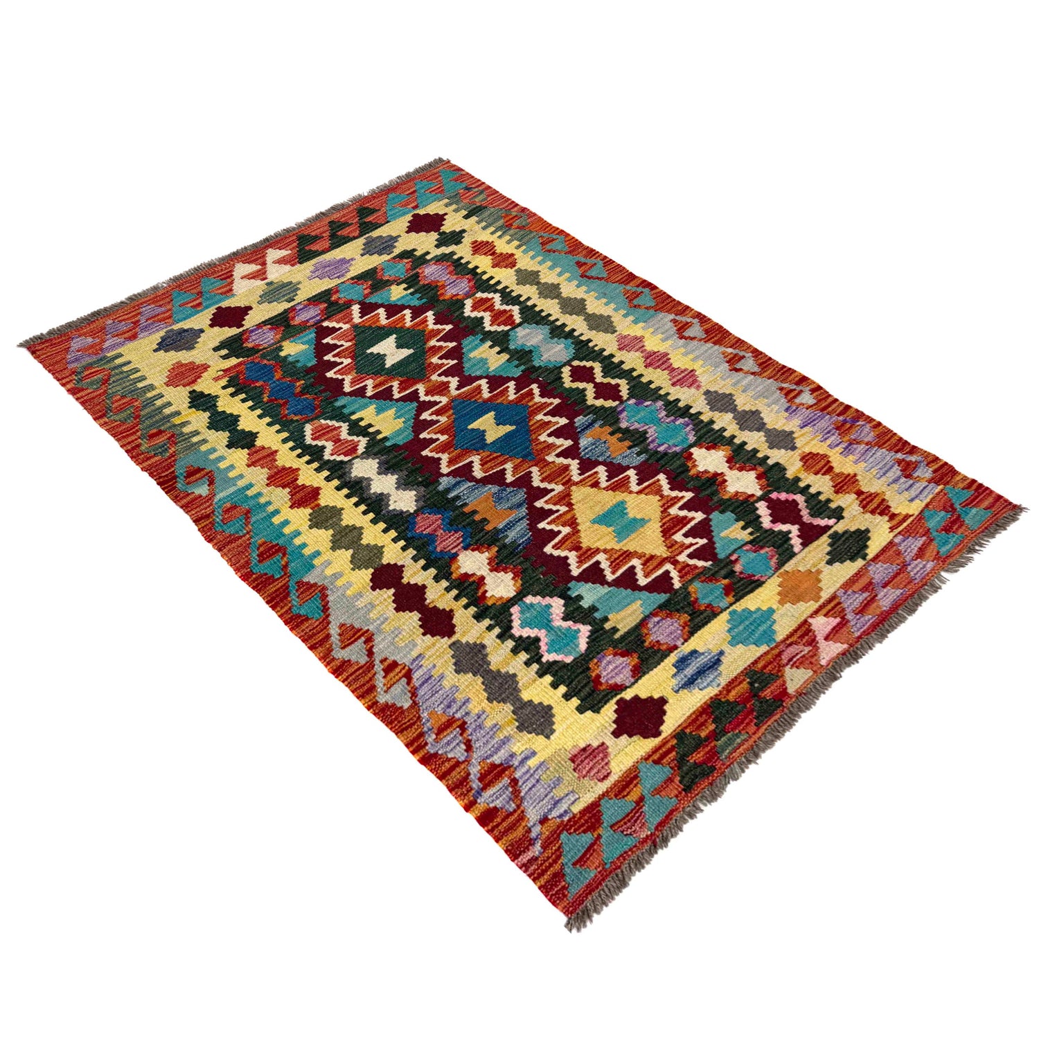 Handmade Vegetable Kelim 3' 5" x 4' 11" (ft) - No. Y39938