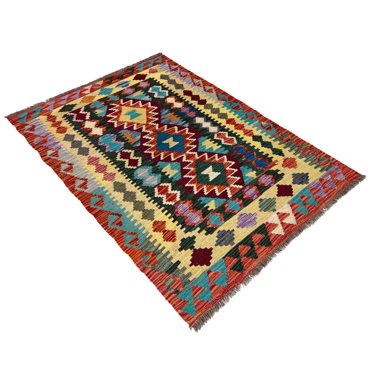 Handmade Vegetable Kelim 3' 5" x 4' 11" (ft) - No. Y39938