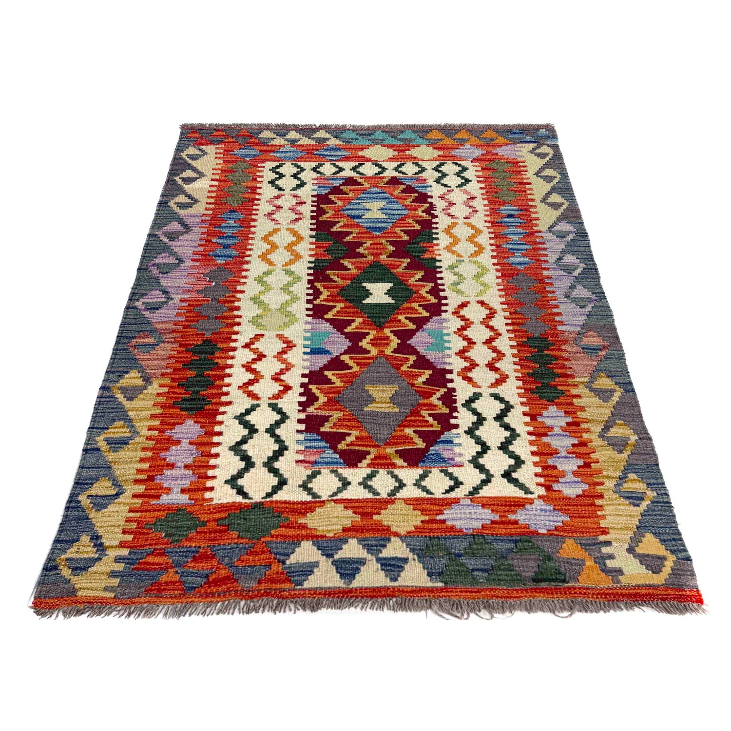 Handmade Vegetable Kelim 3' 5" x 4' 8" (ft) - No. Y39939